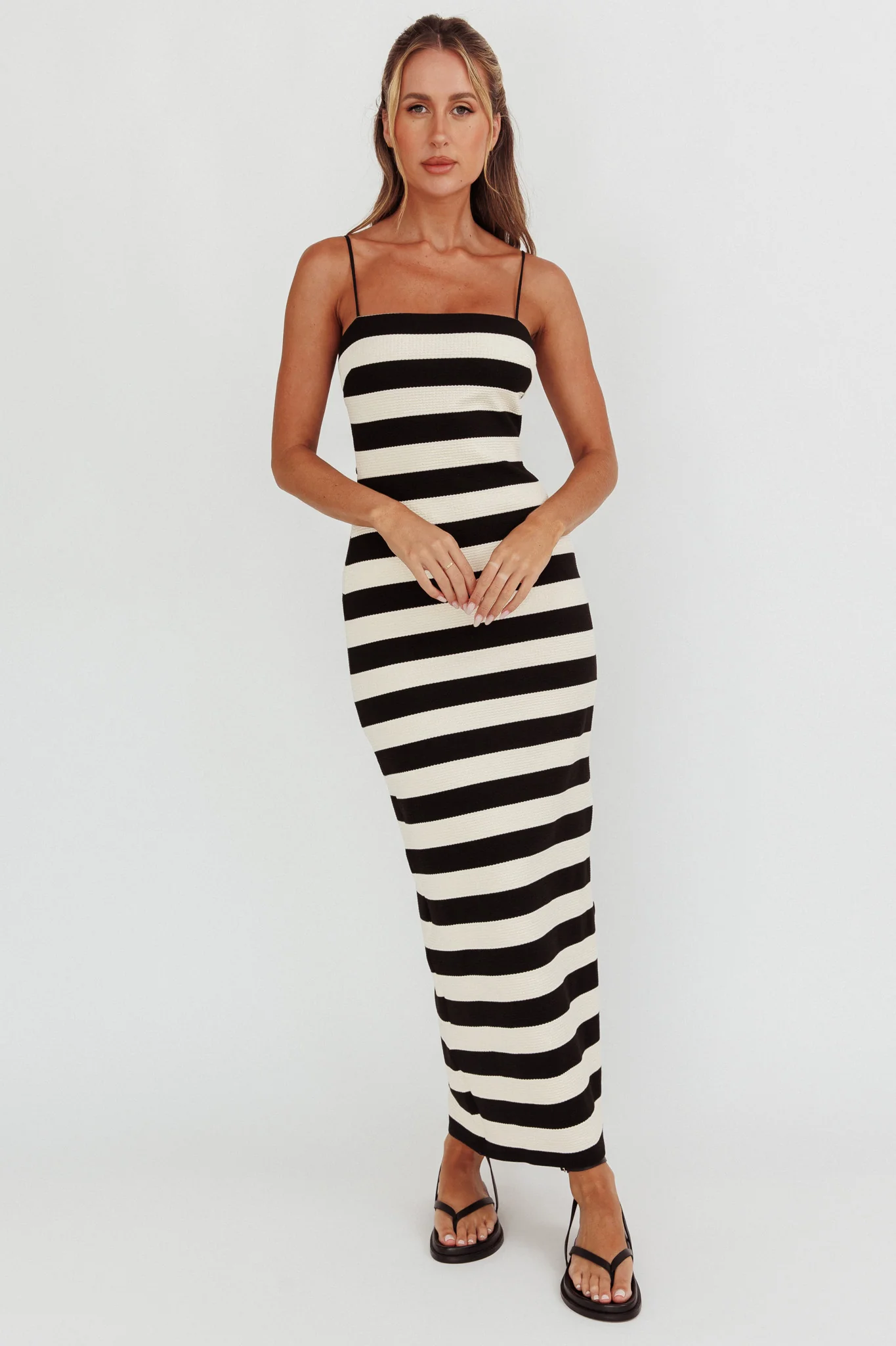 Gracey Cami Strap Maxi Dress Stripe Black