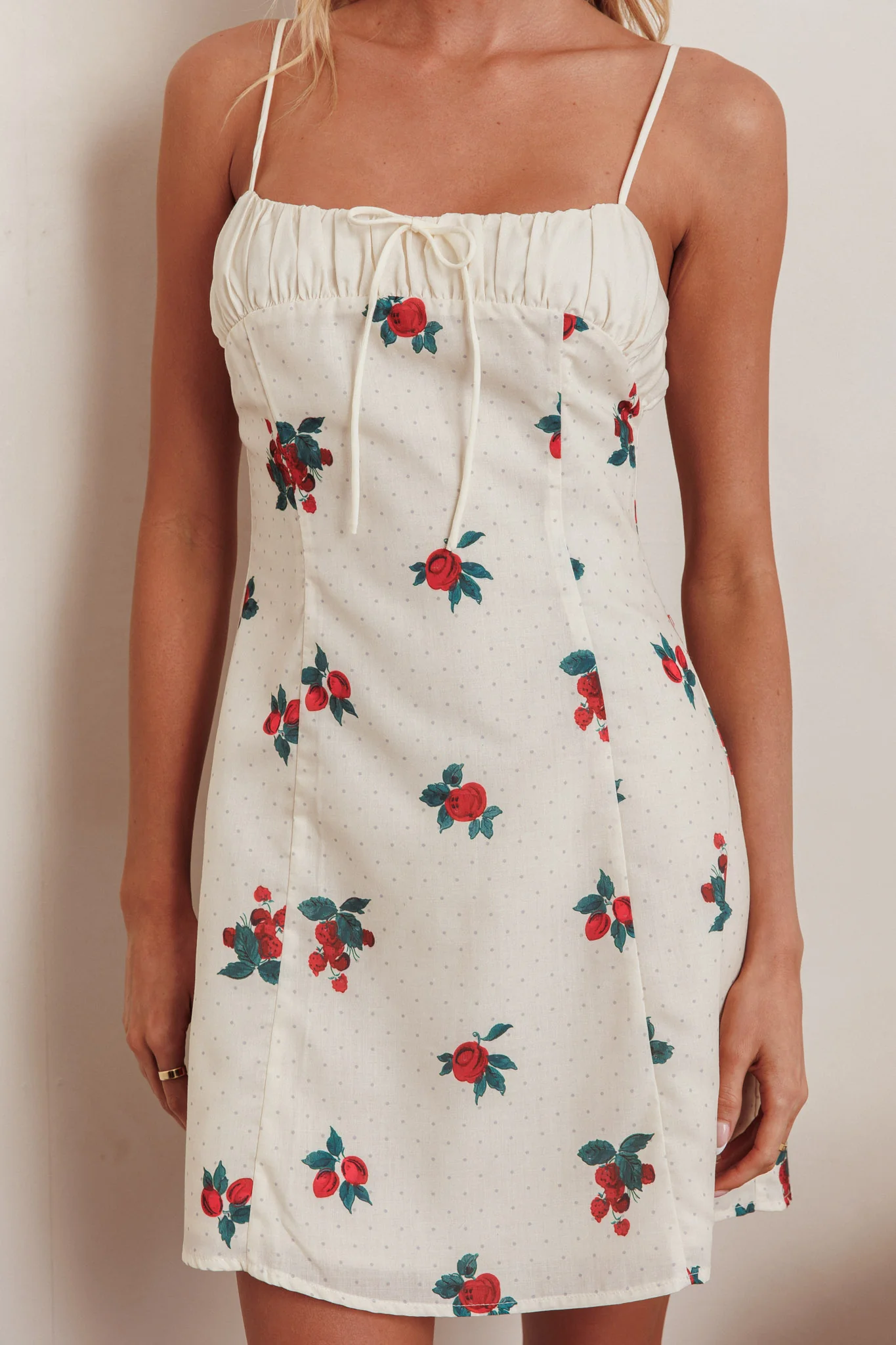 Clara Gathered Bust Mini Dress Rose Beige