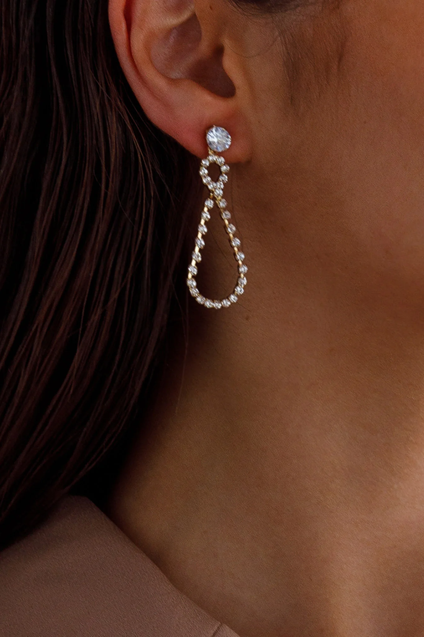 Ava Crystal Embellished Earrings Gold