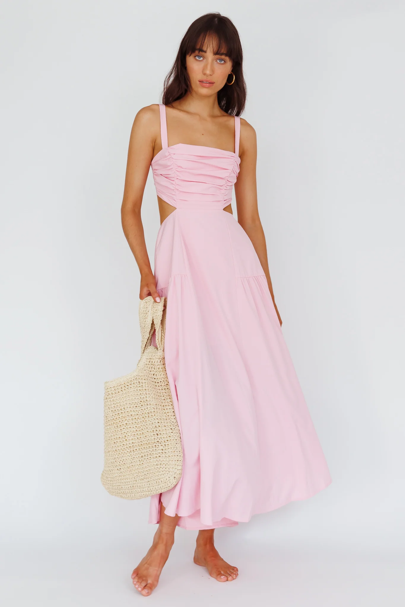 Kassi Gathered Bodice Maxi Dress Blush