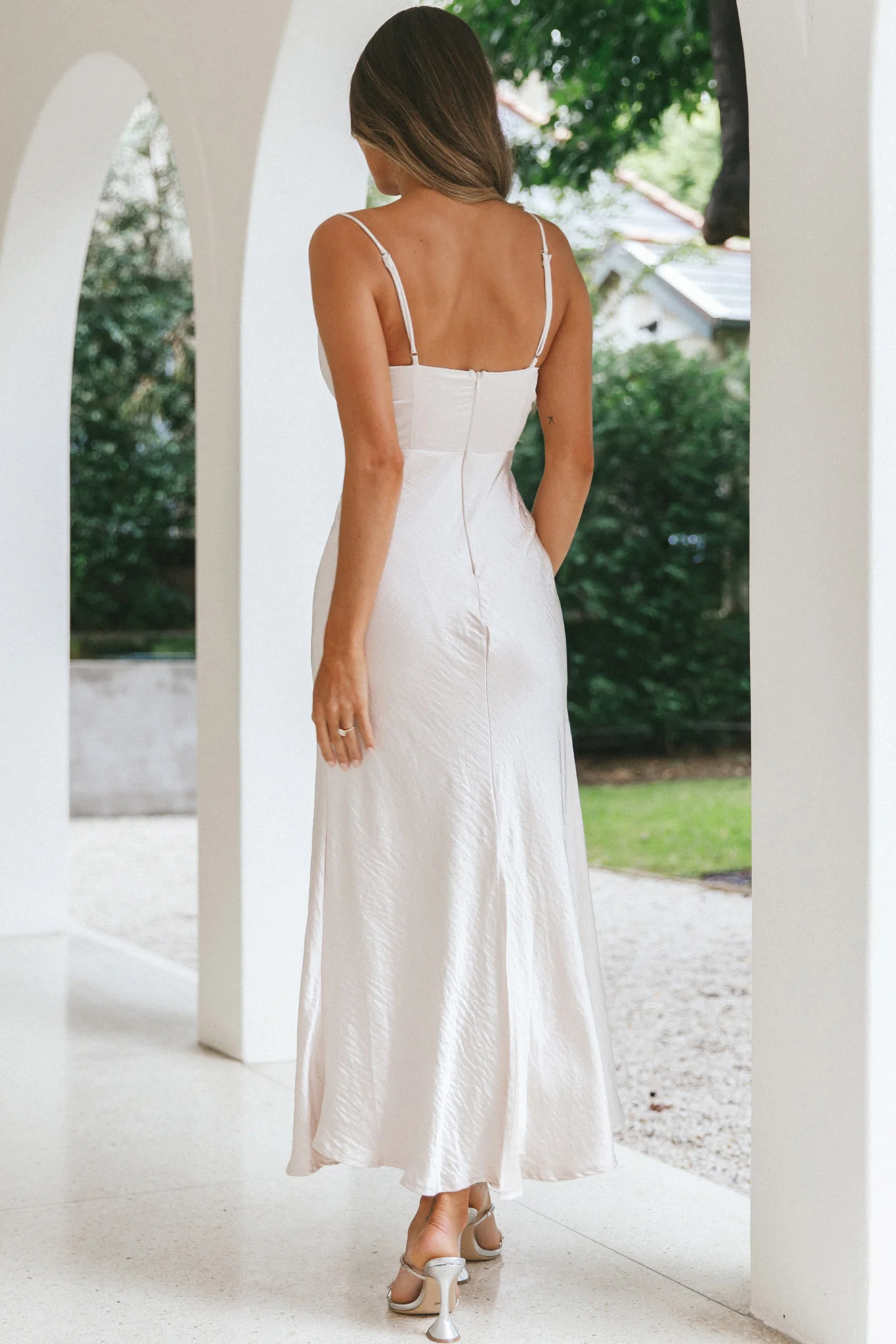 Infinity Pintuck Bust Maxi Dress Champagne