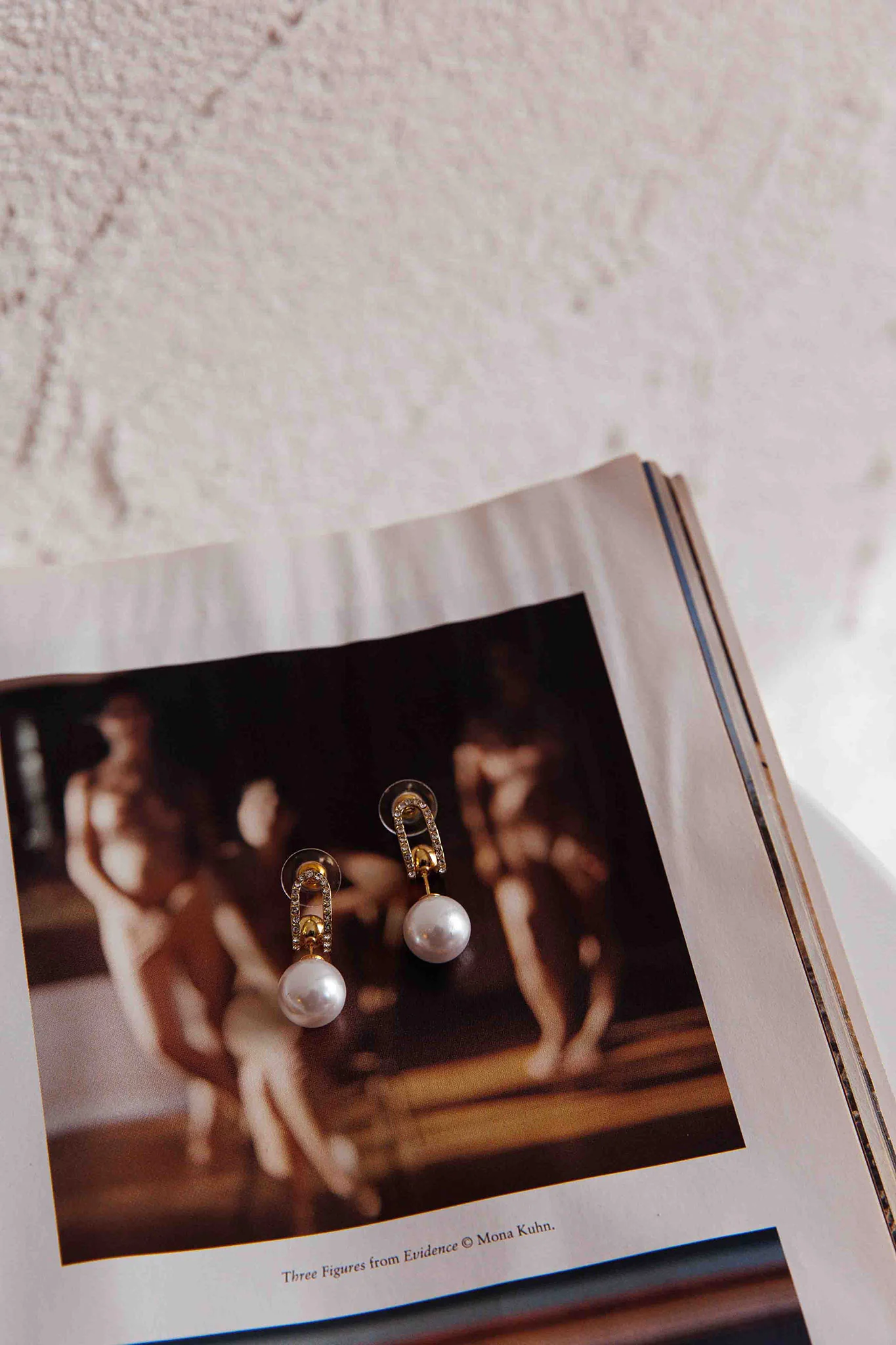 Maia Pearl Diamante Earrings Gold