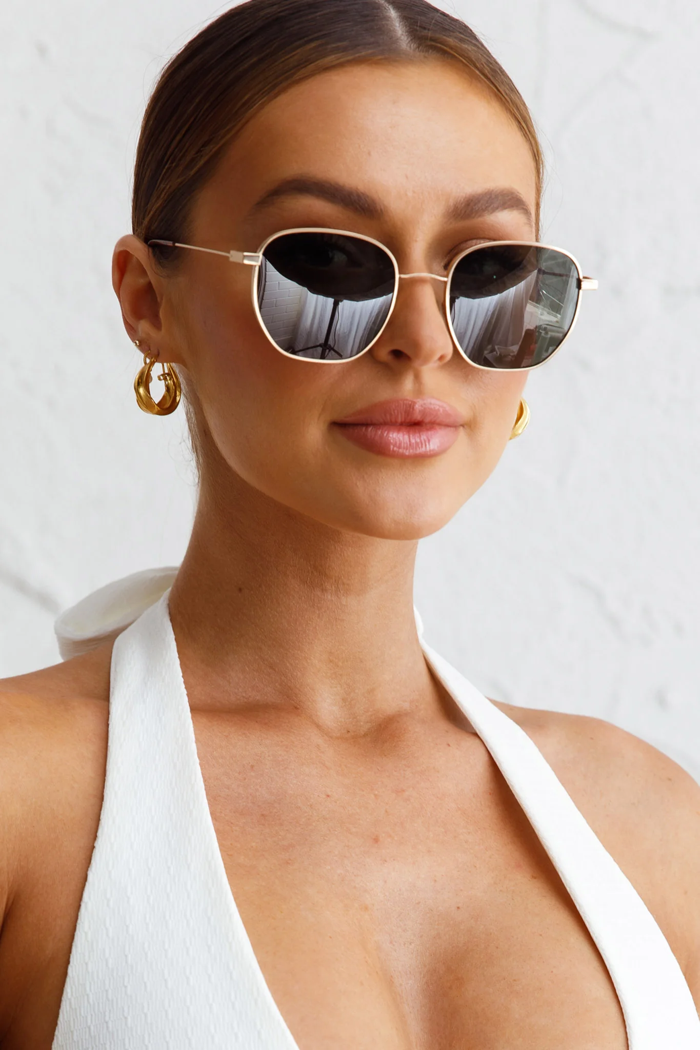 Farrah Gold Aviator Sunglasses Moss