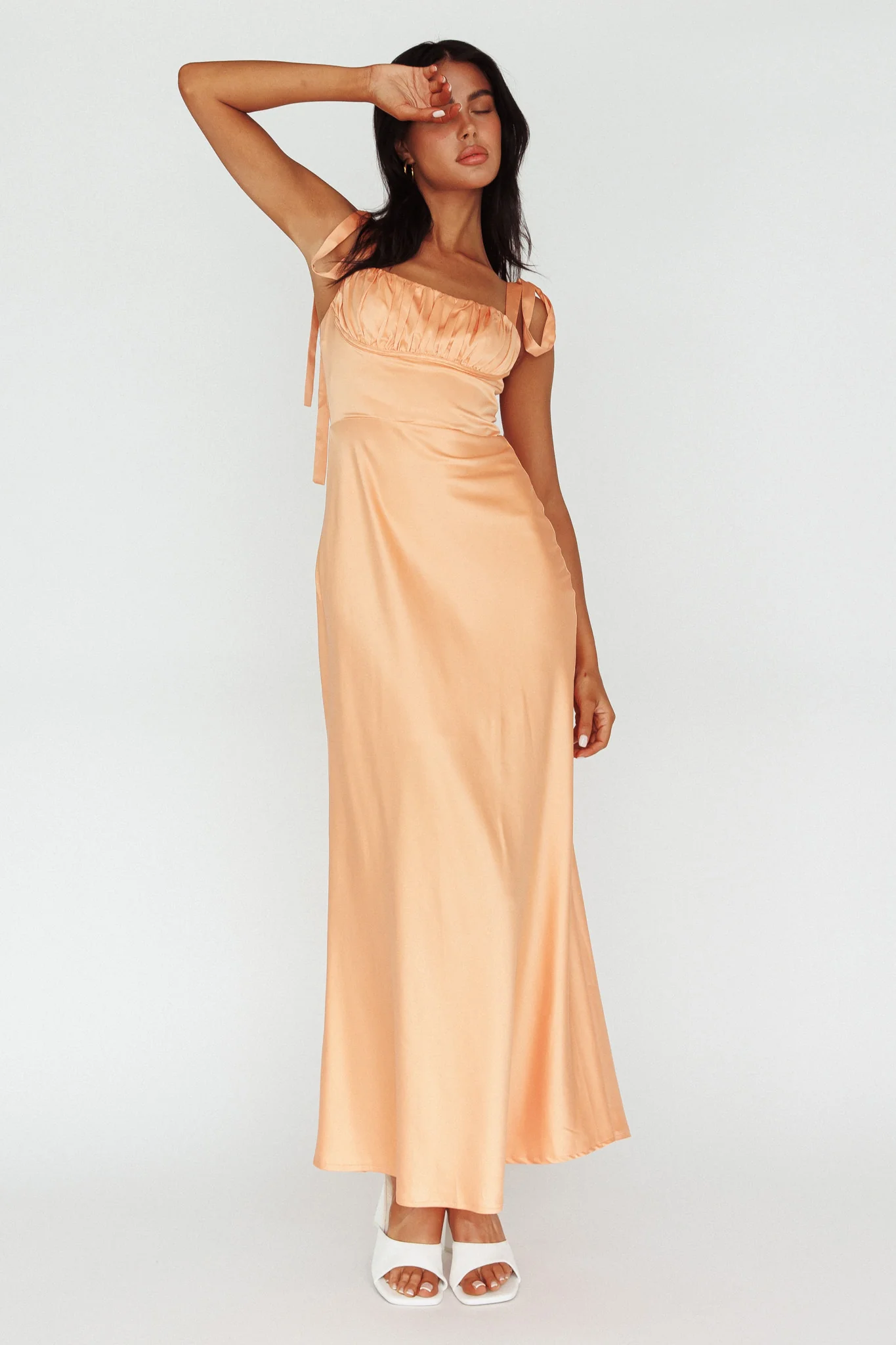 Pennelope Tied Shoulder Maxi Dress Orange