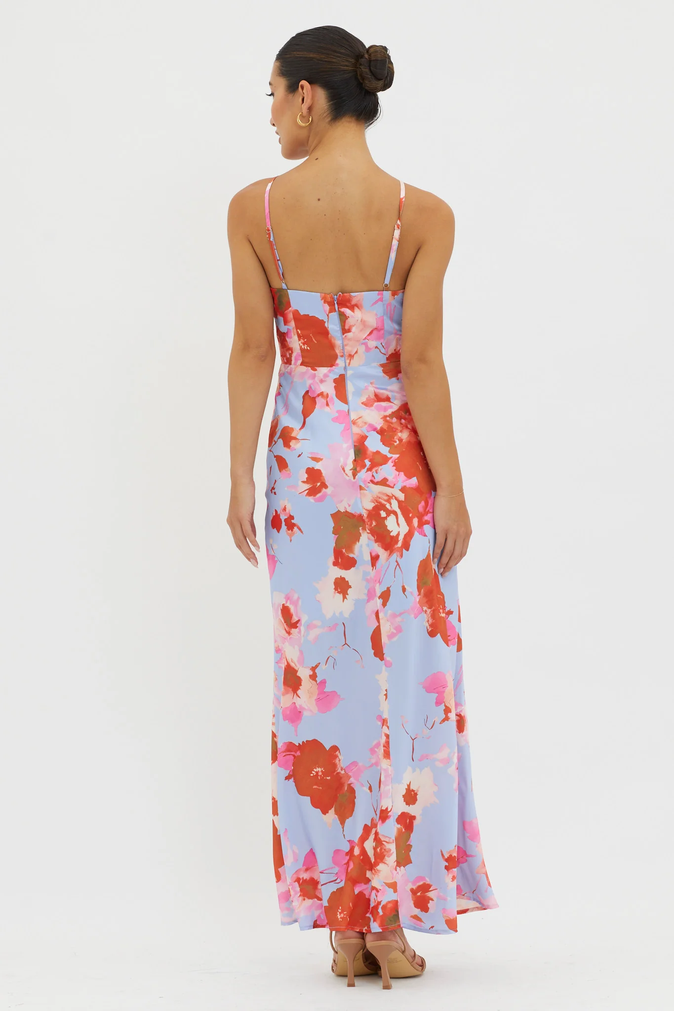 Carter Foldover Neckline Maxi Dress Blue Pink