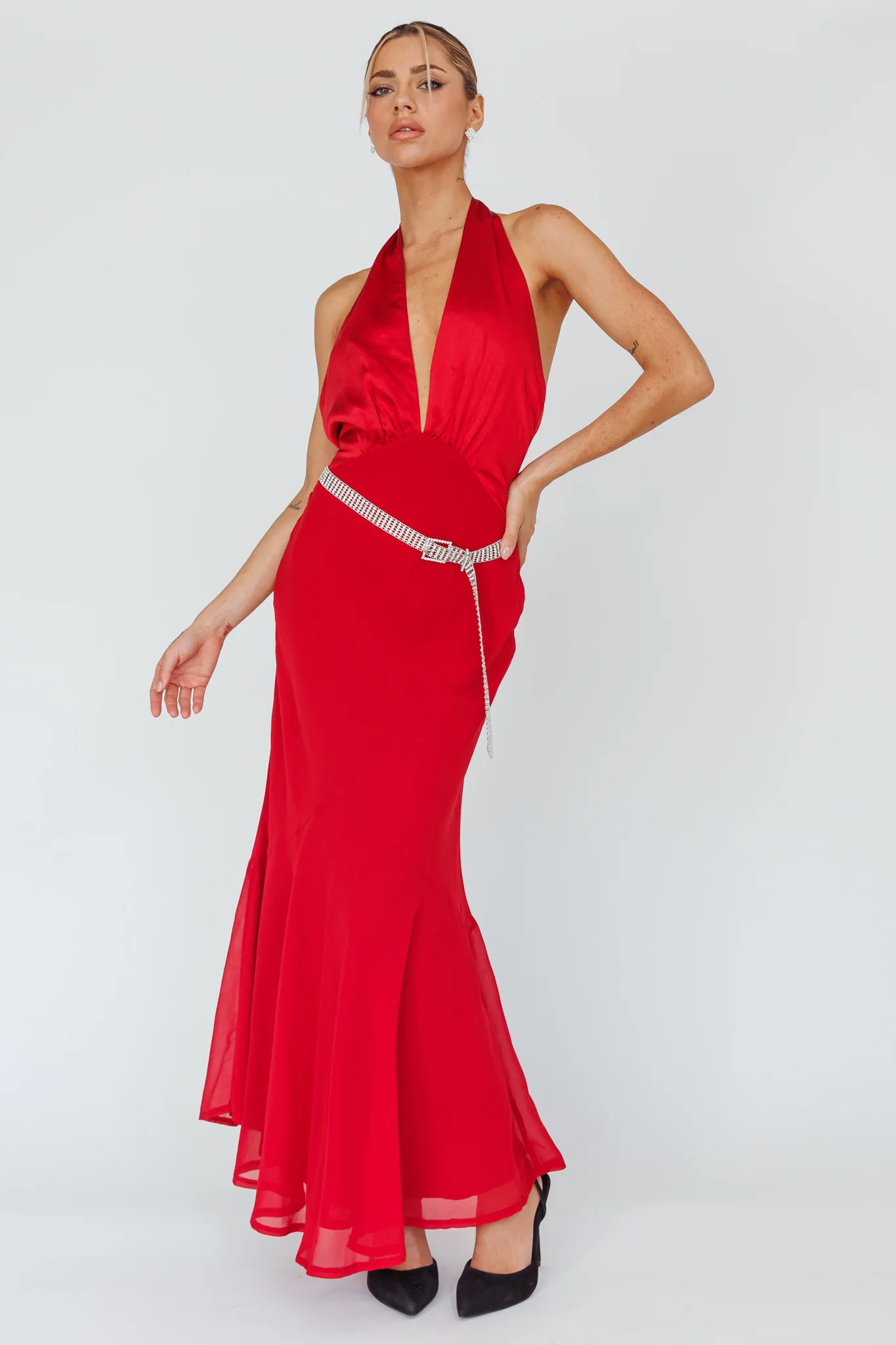 Jolene Rhinestone Belt Silver