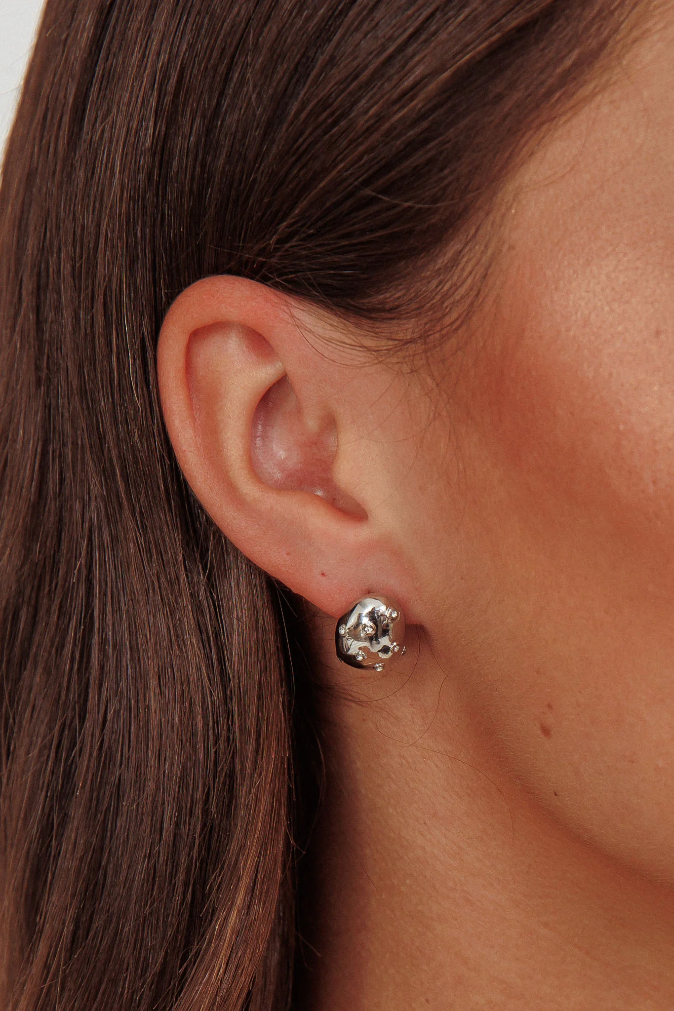 Billie Diamante Pebble Earrings Dark Silver