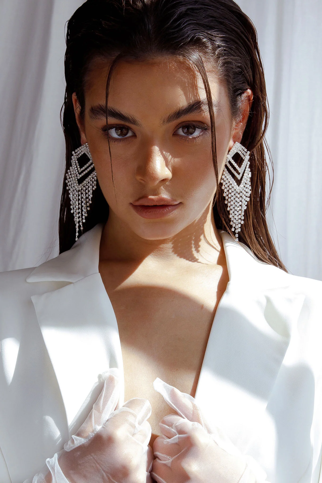 Kate Diamante Kite Drop Earrings Silver