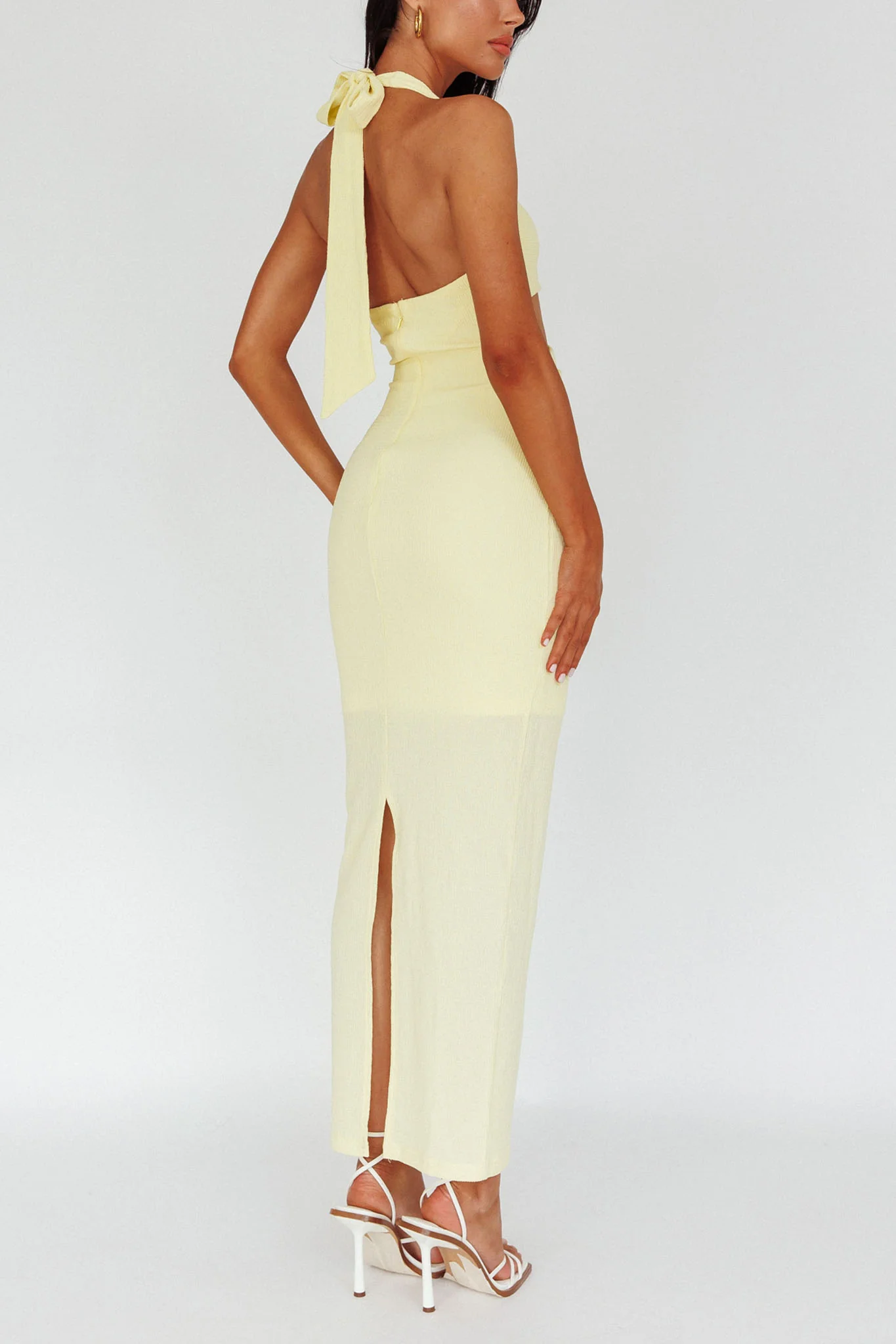 Giulia Cut-out Ribbed Halterneck Midi Dress Butter