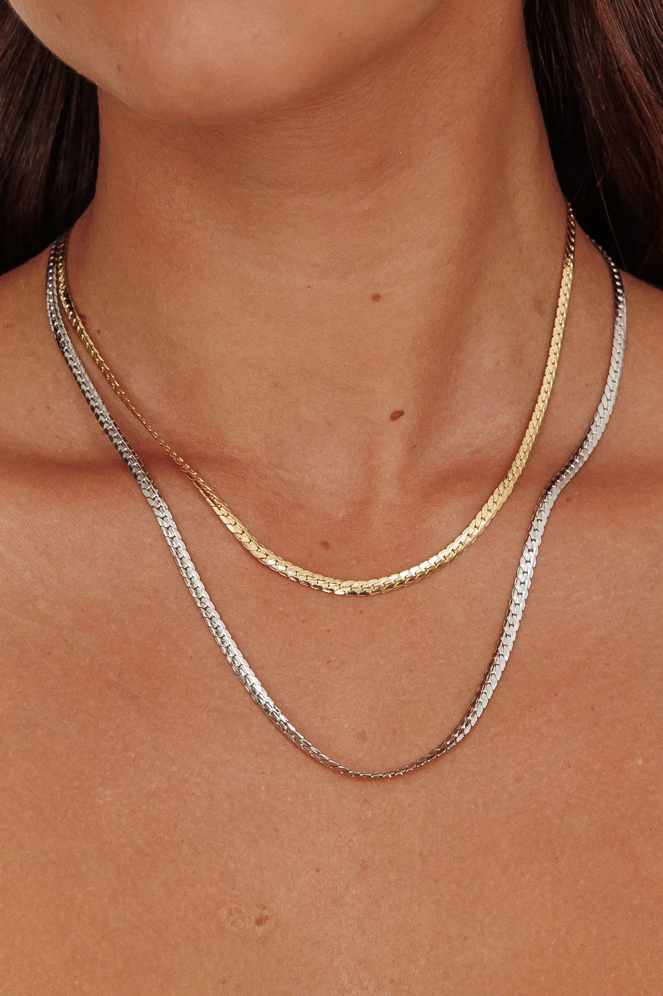 Dannielle Flat Link Chain Set Two-Tone Mixed