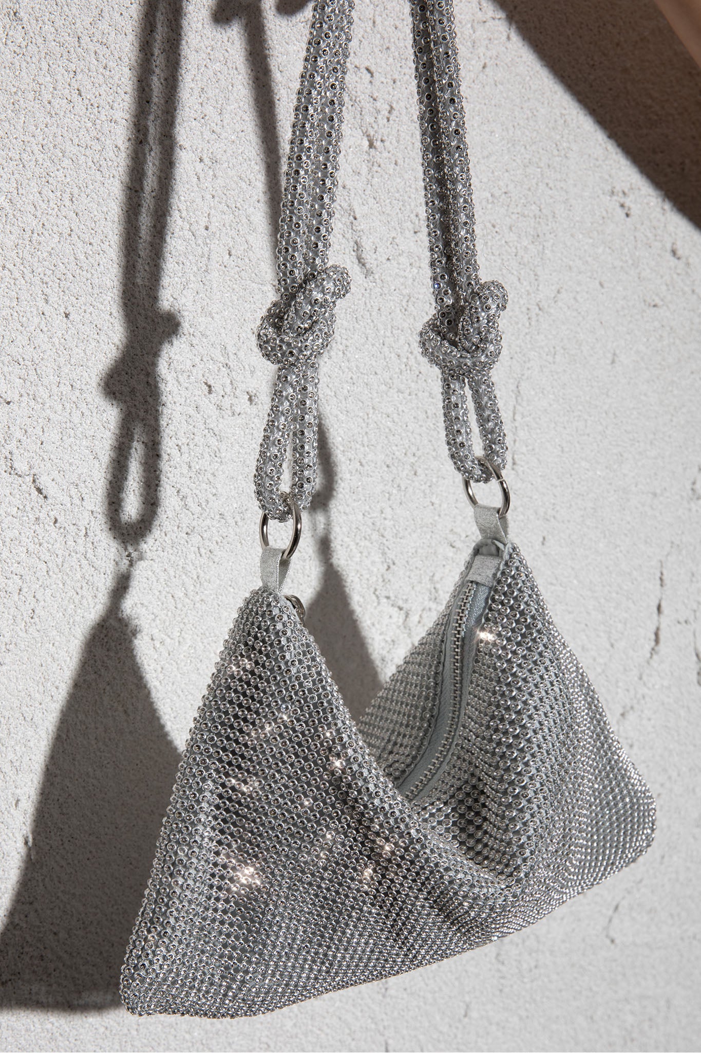 Harper Knot Strap Diamante Bag Silver