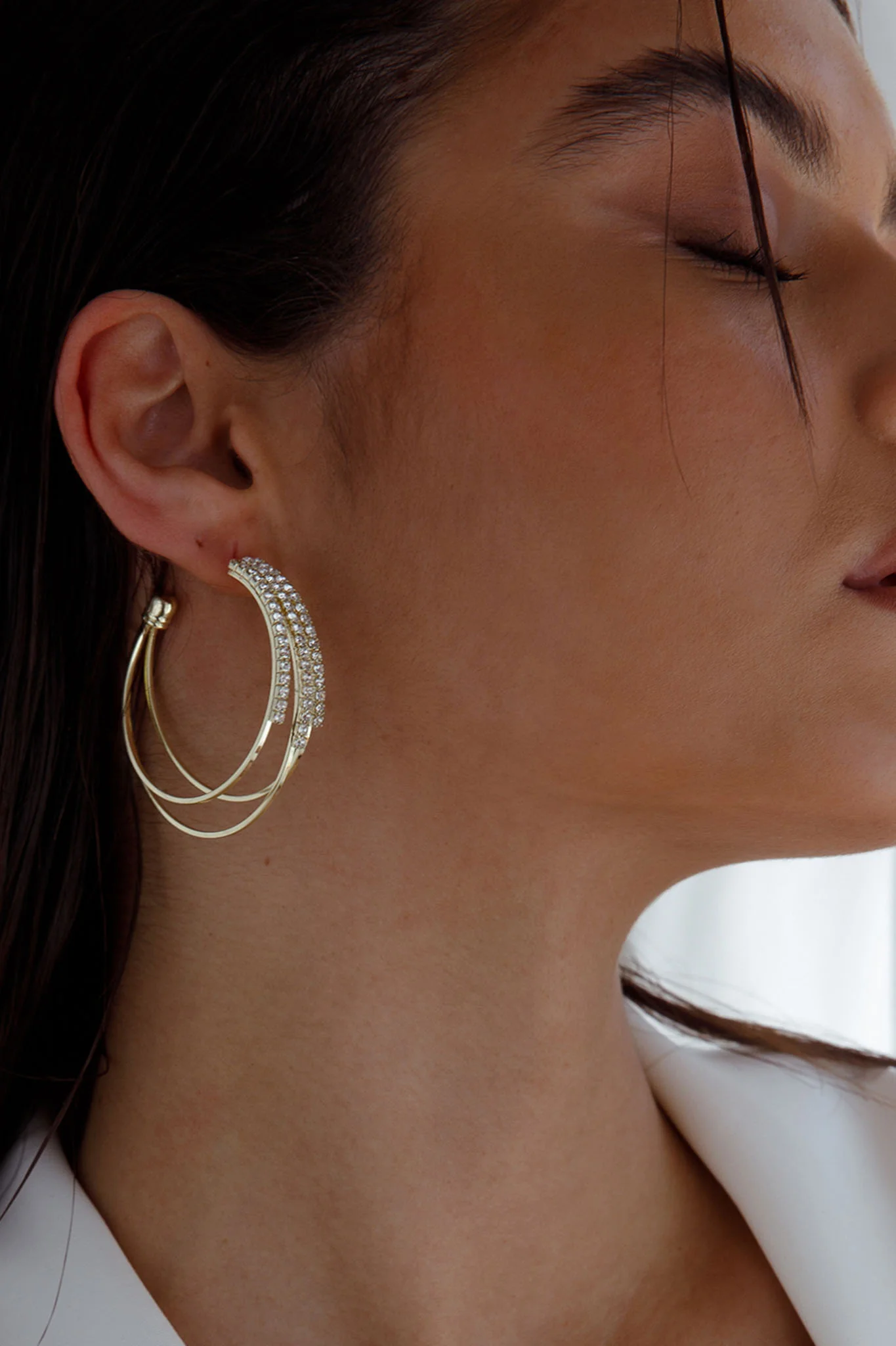 Zilla Triple Hoop Earrings Gold