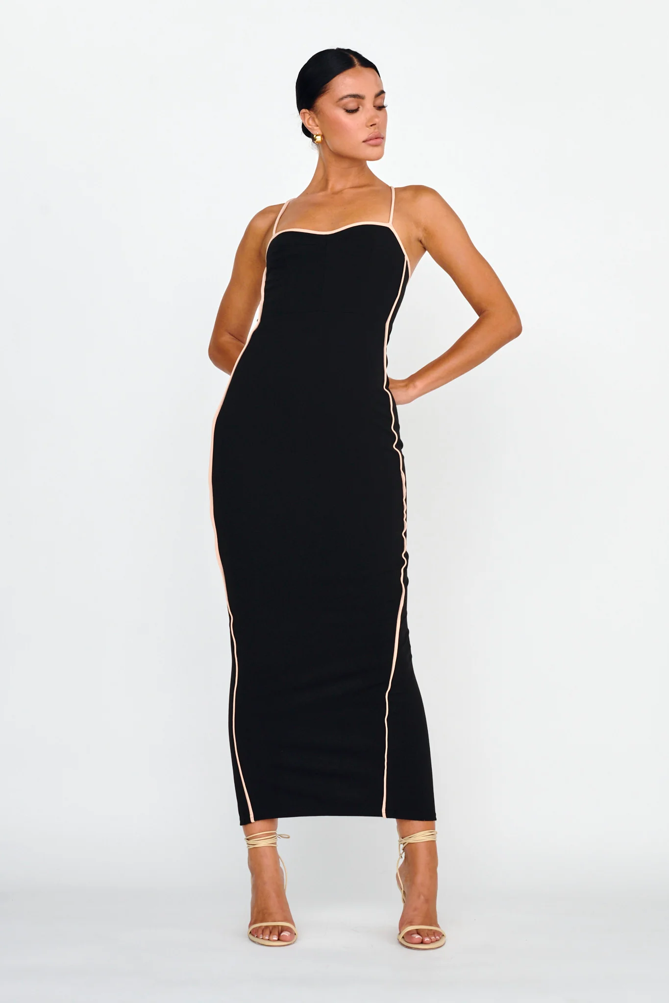 Future Awaits Lace-Up Back Maxi Dress Black