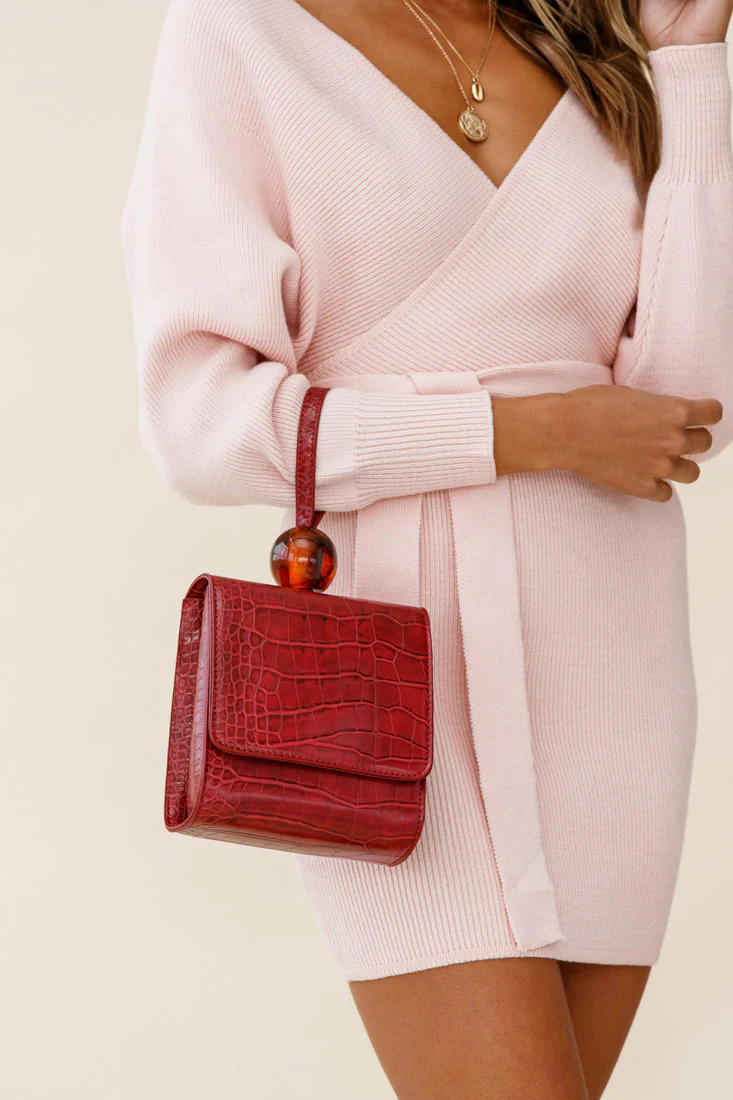 Audrey Wrist Strap Bead Purse Wine