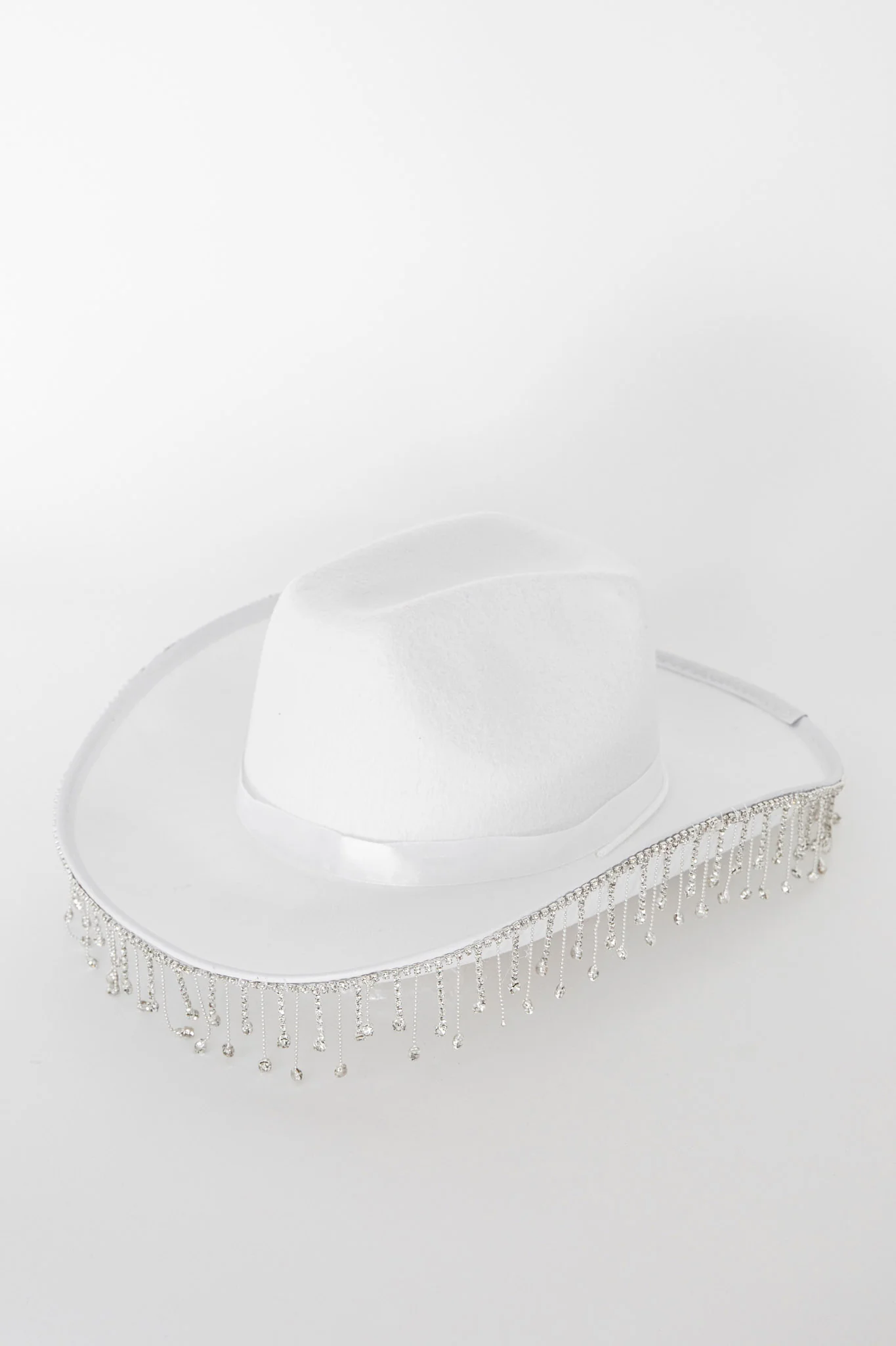 Dolly Diamante Fringe Cowboy Hat White