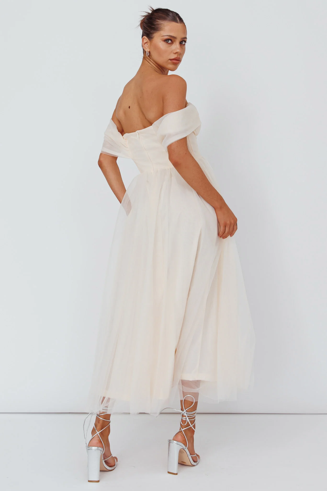 Dreamers & Lovers Off-Shoulder Maxi Dress Vanilla