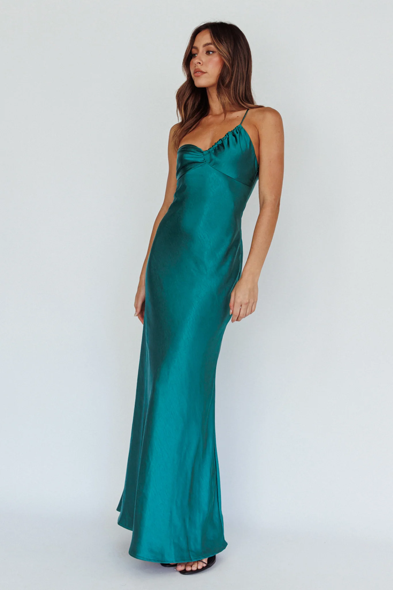 Twilight Tango One-Shoulder Maxi Dress Forest Green