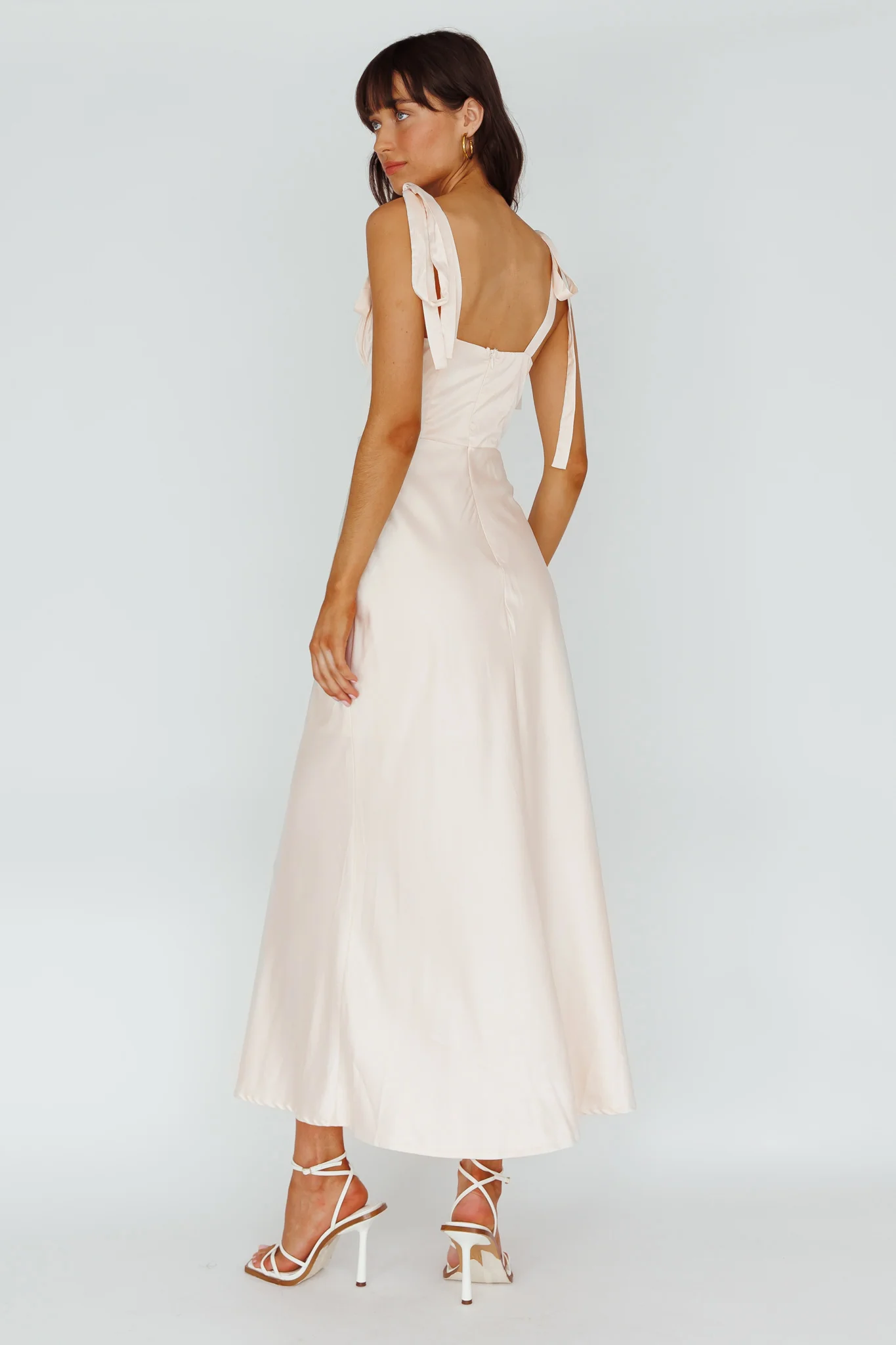Pennelope Tied Shoulder Maxi Dress Ivory