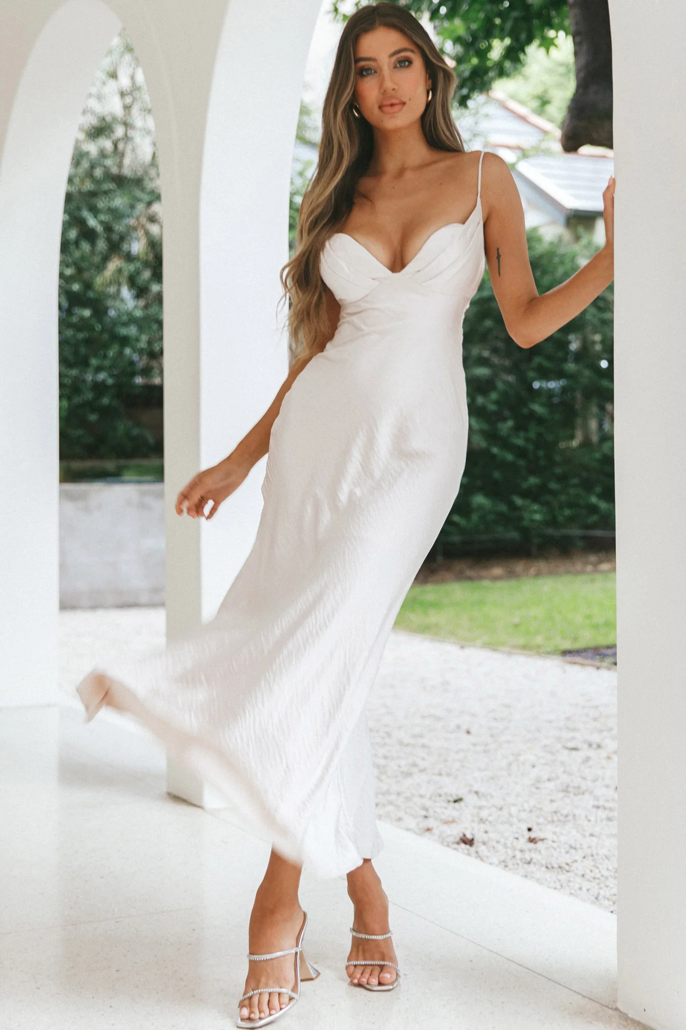 Infinity Pintuck Bust Maxi Dress Champagne