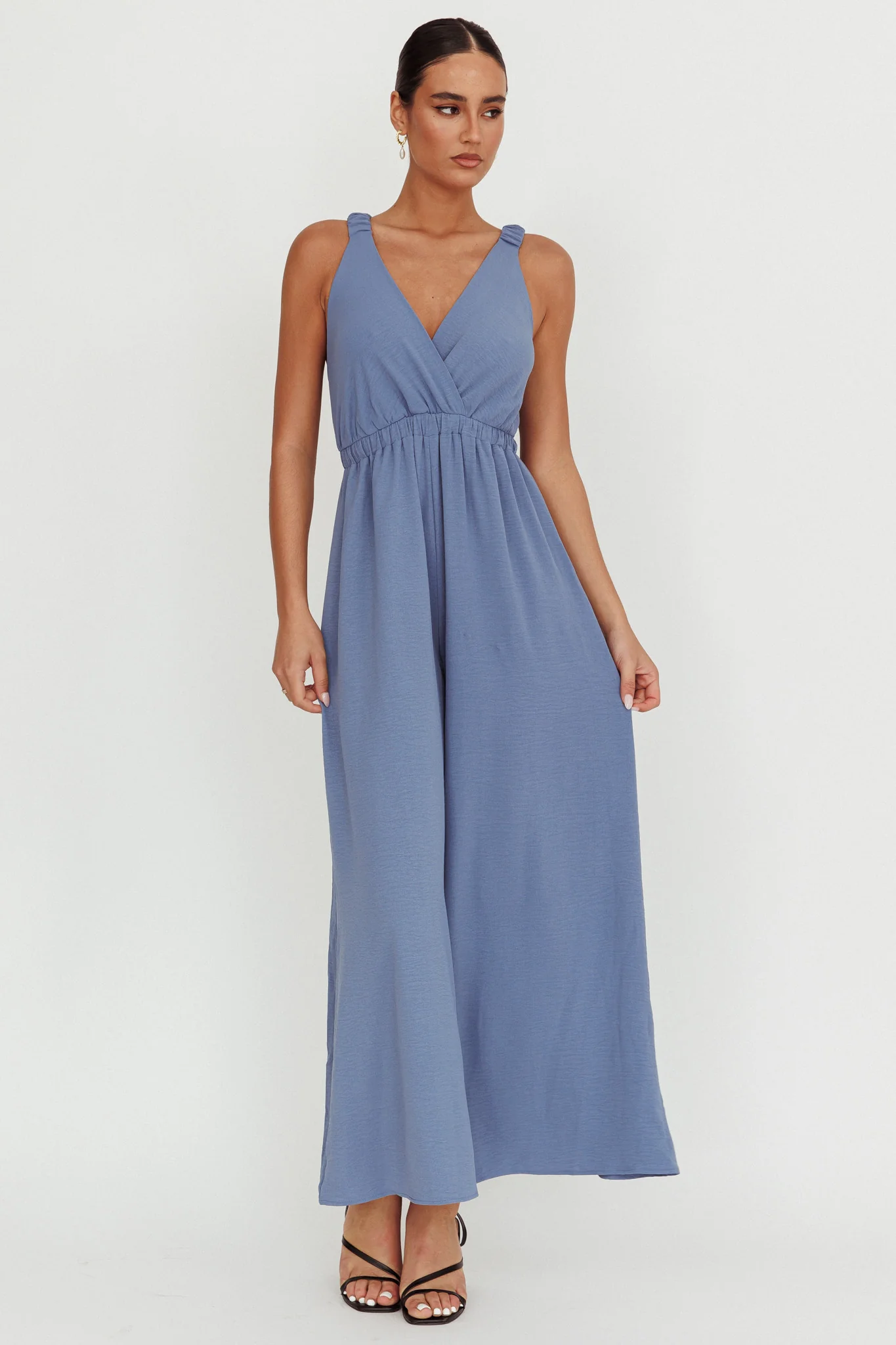 Everything Crossover Strap Jumpsuit Storm Blue