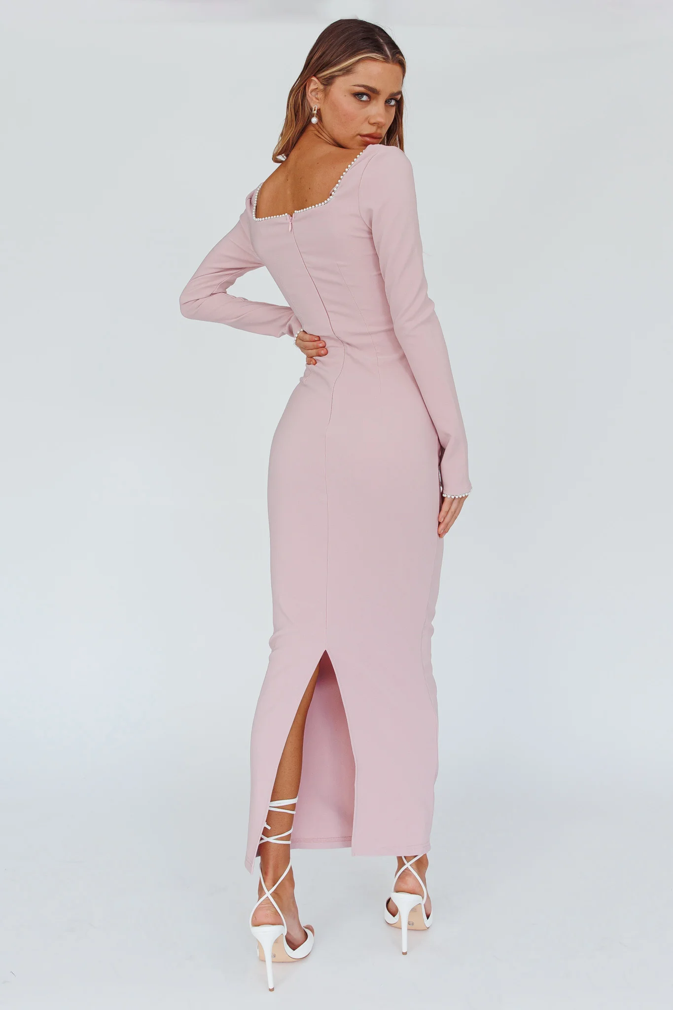 Samantha Pearl Detailing Midi Dress Blush