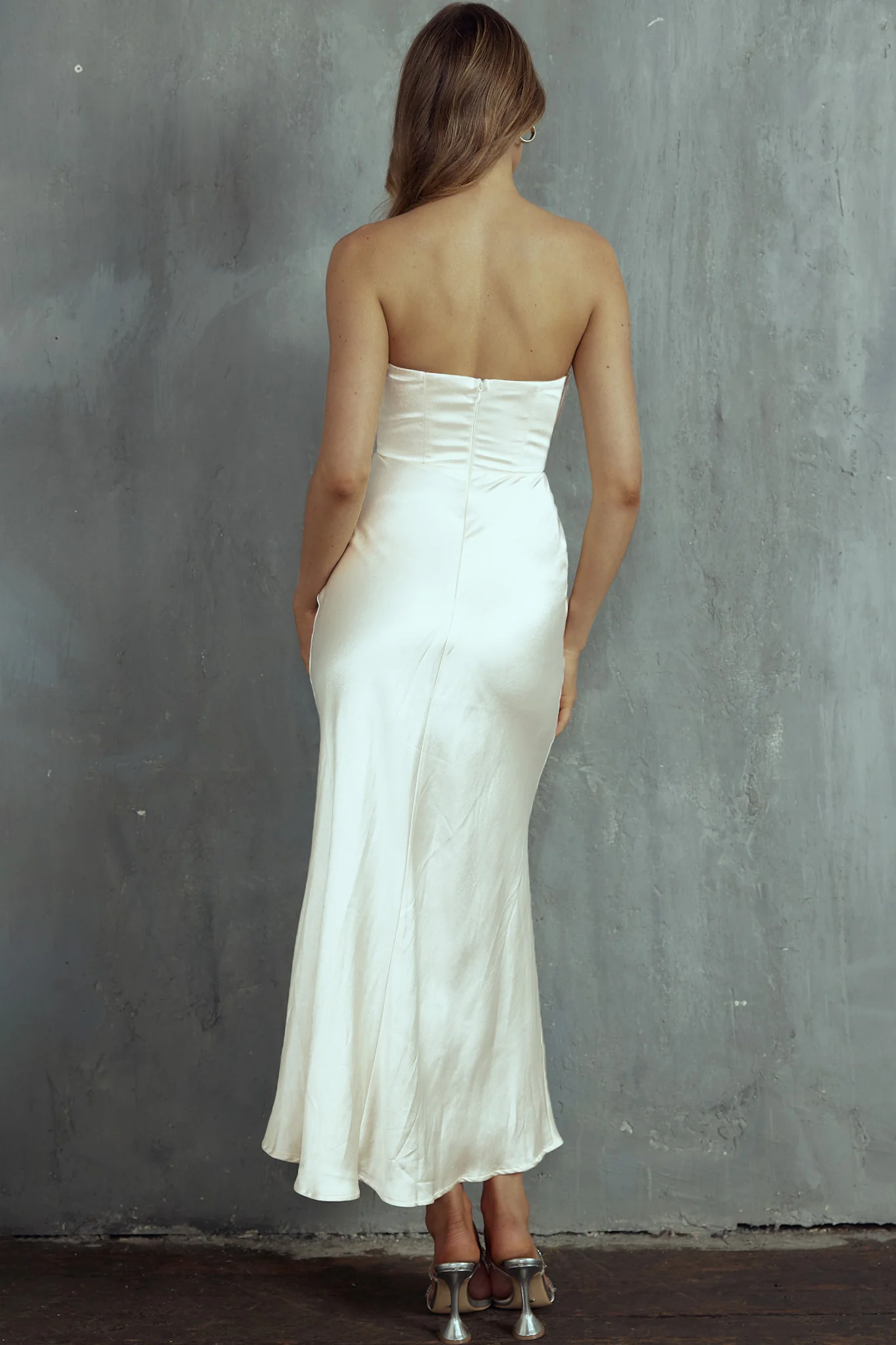 Yvette Wrap Neckline Midi Dress Oyster