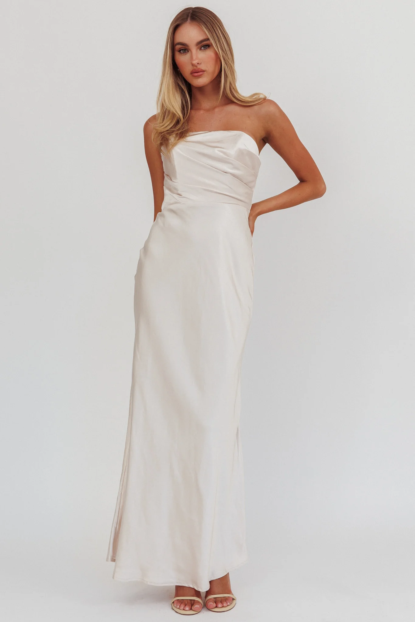 City Of Stars Strapless Maxi Dress Champagne