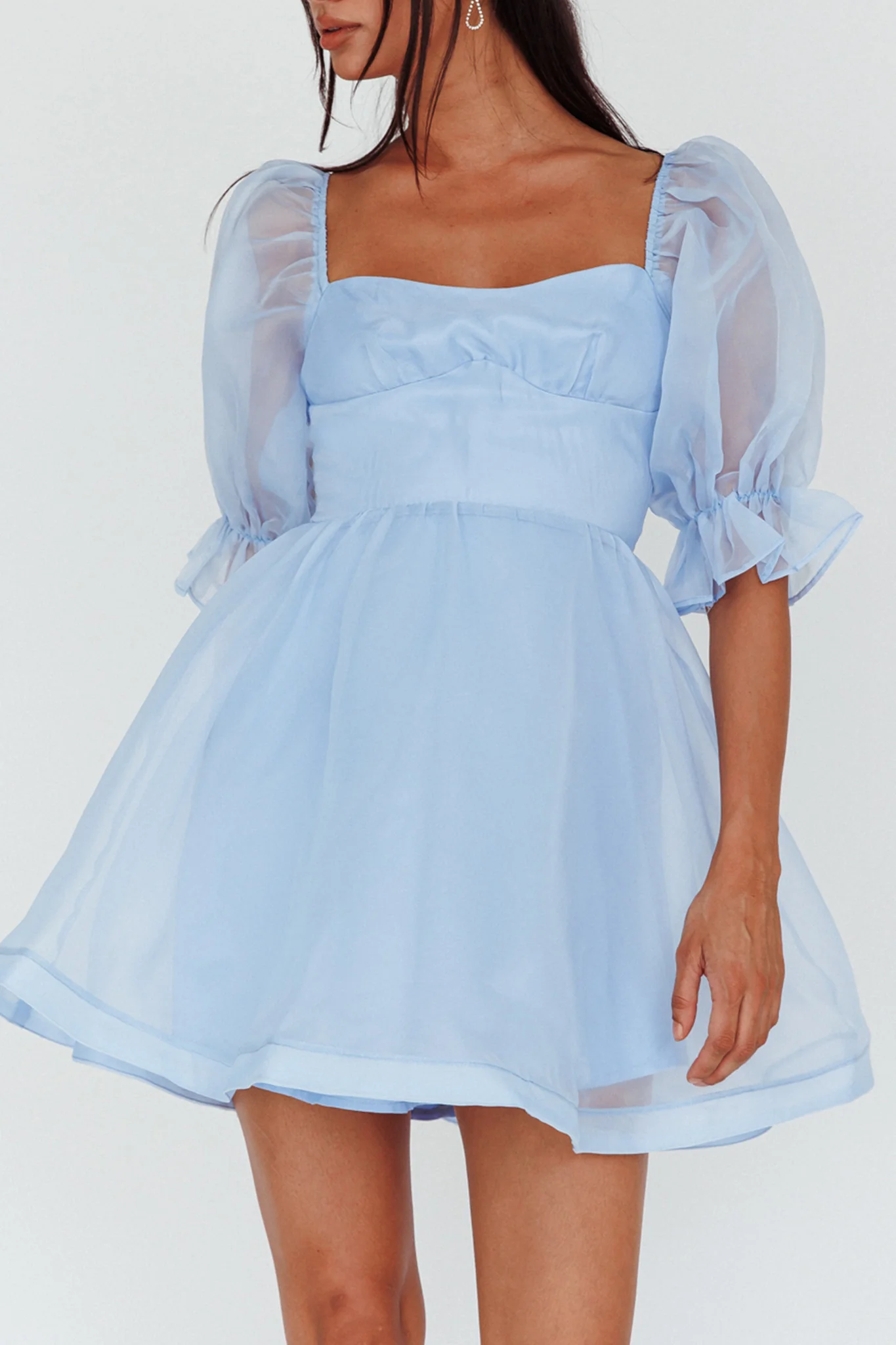 I've Got Sunshine Puff Sleeve Mini Dress Sky Blue
