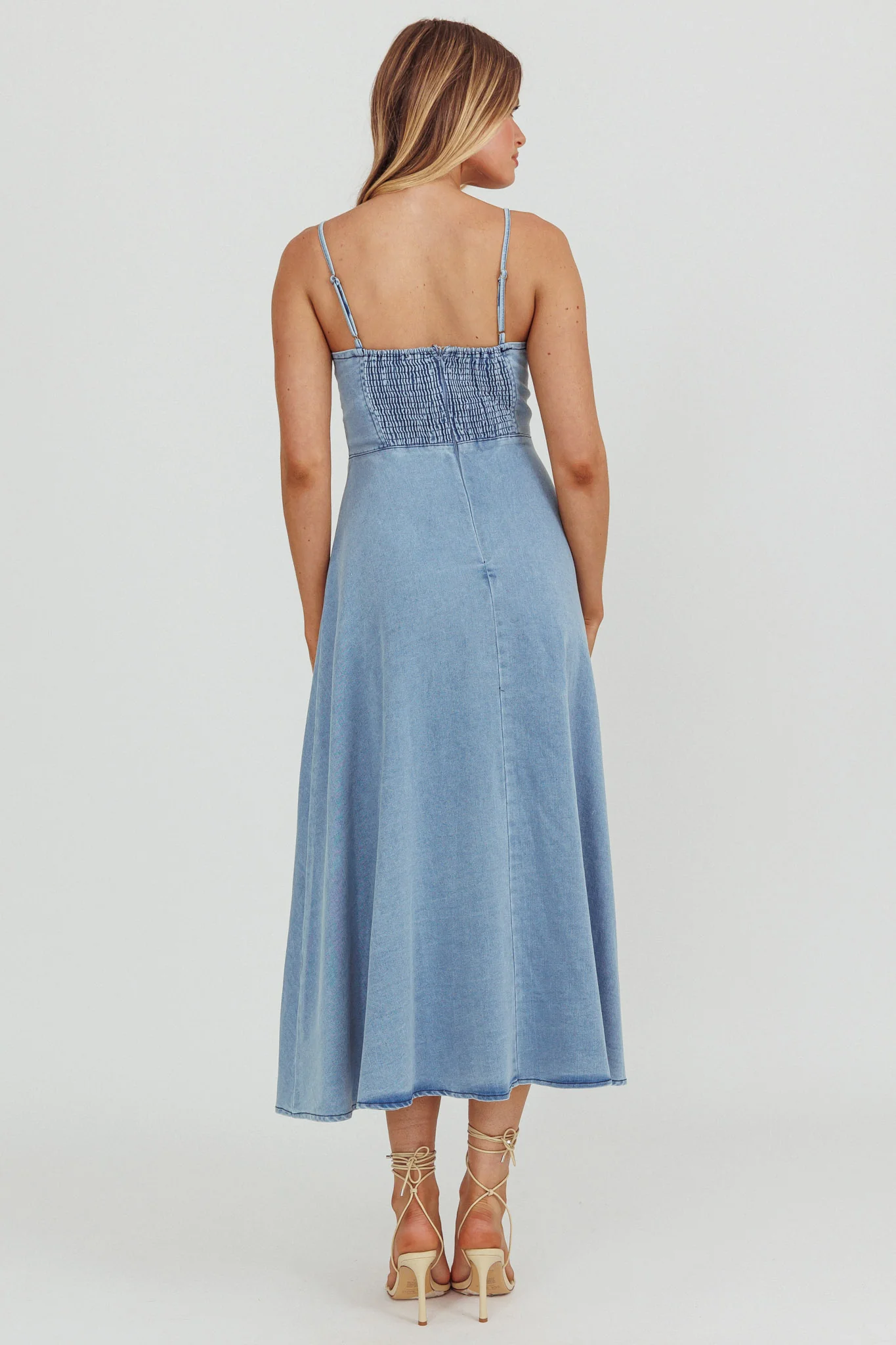 Comet A-Line Midi Dress Light Denim