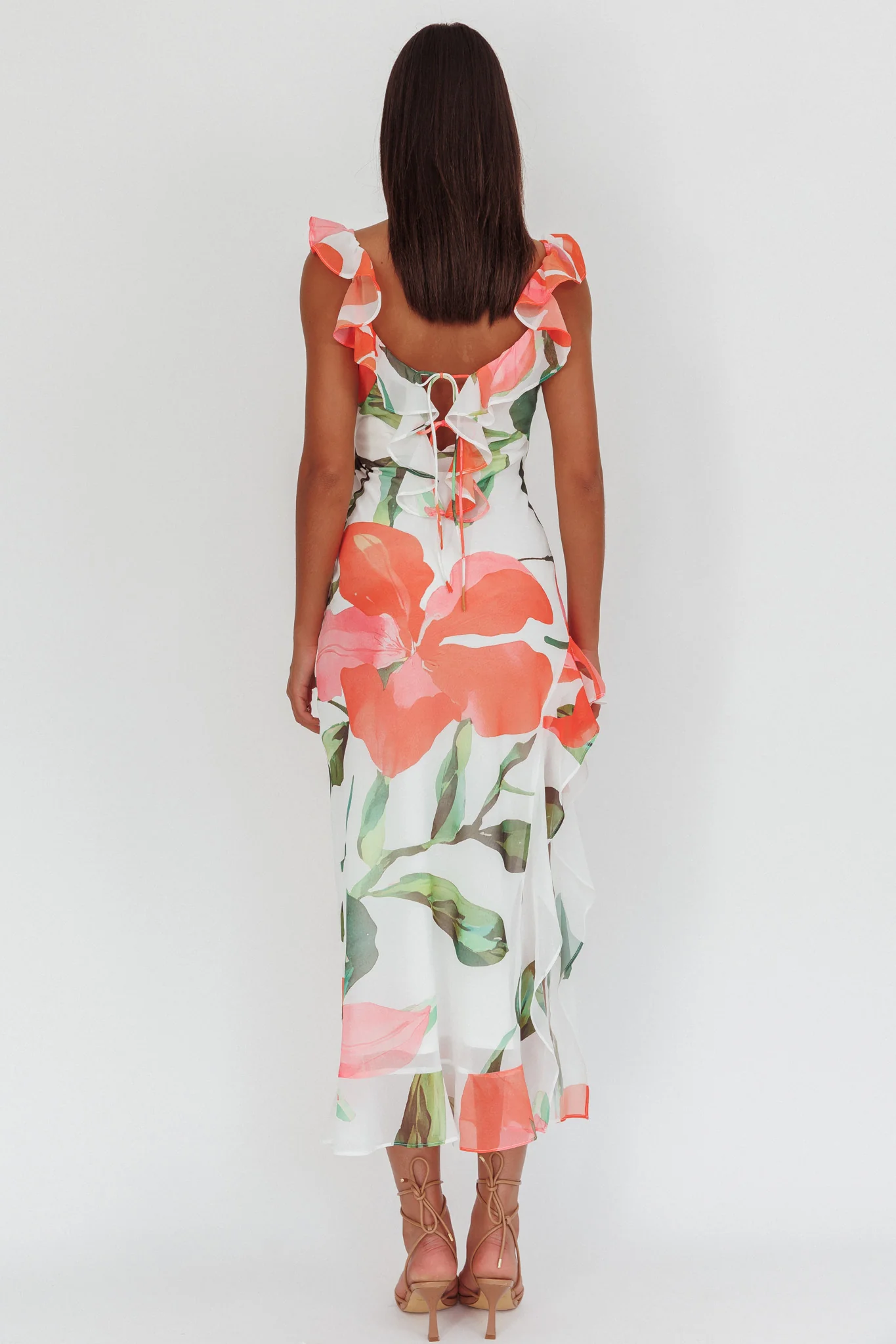 Loula Ruffle Strap Maxi Dress Floral Red