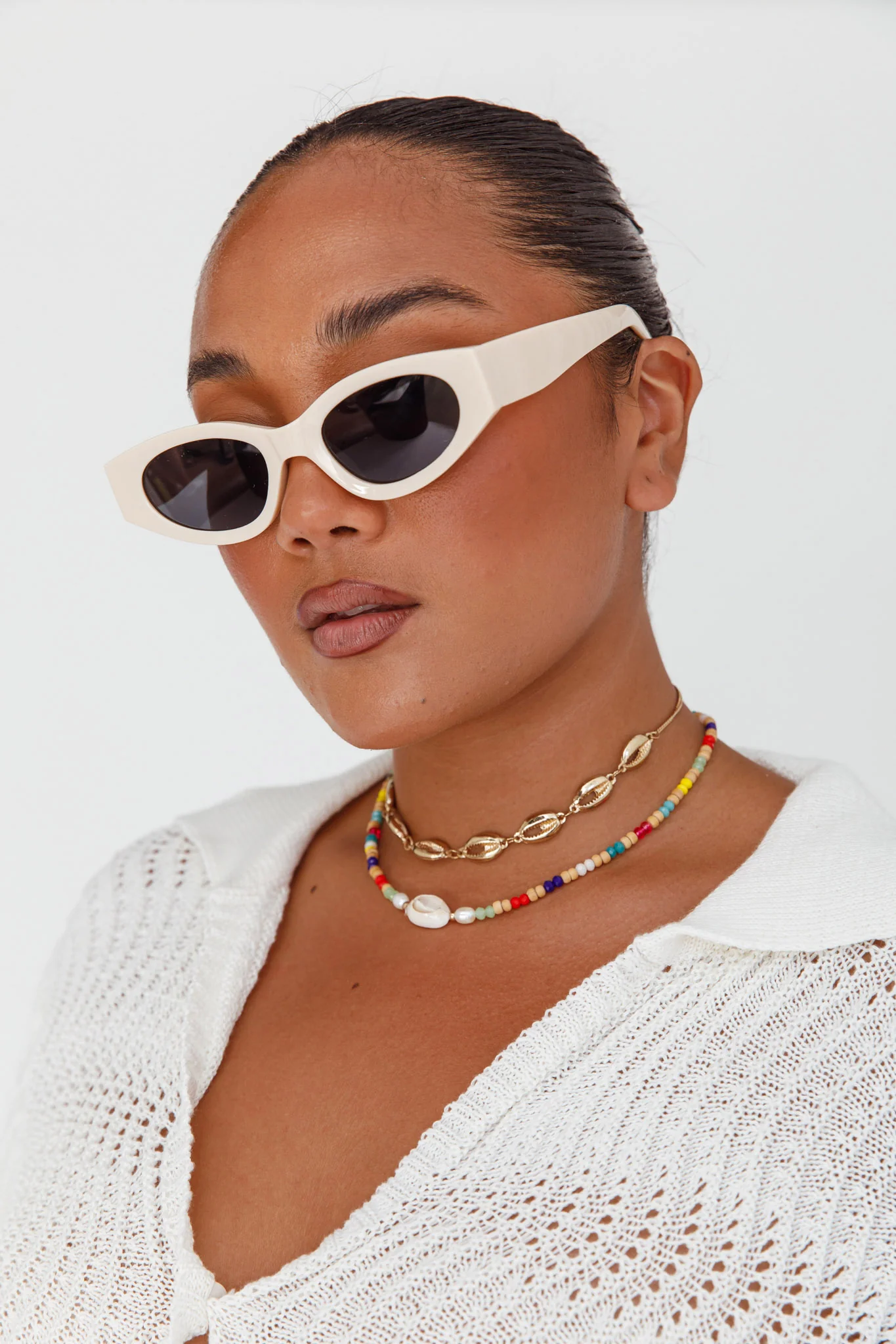 Regina Cat-eye Acetate Sunglasses Cream