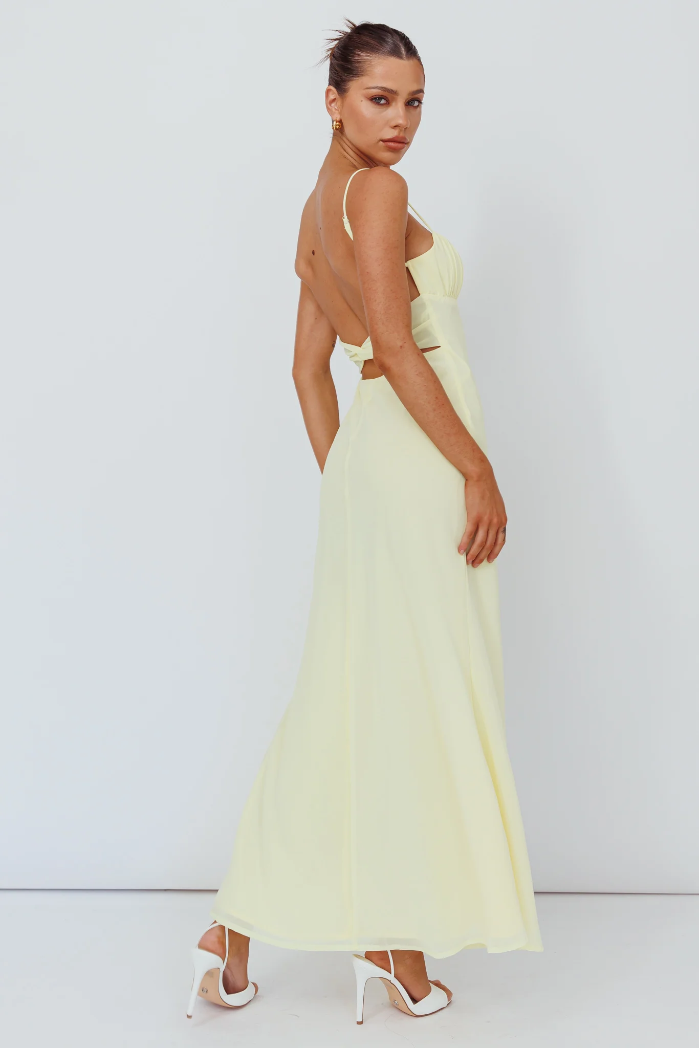 Nerida Twist Back Maxi Dress Lemon