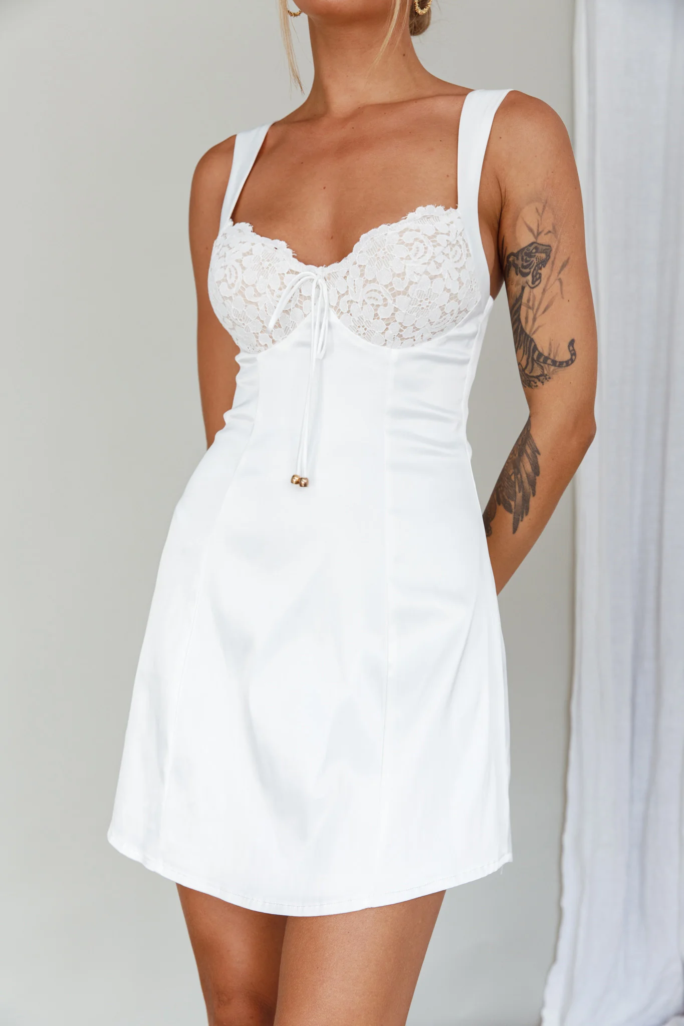 Ti Amo Lace Bust Mini Dress White