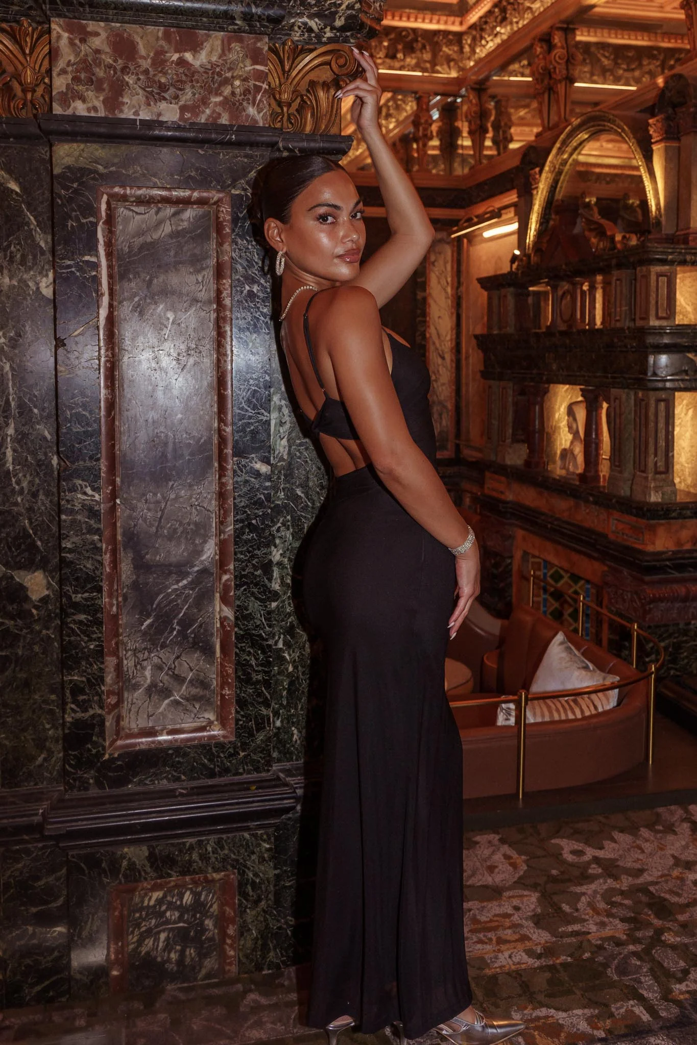 Romany Cut-Out Waist Maxi Dress Black