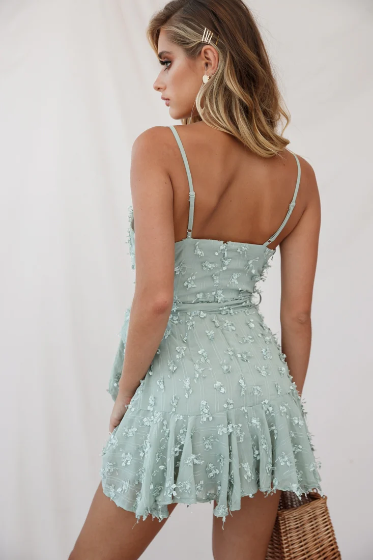 Sheri Embellished Chiffon Dress Olive