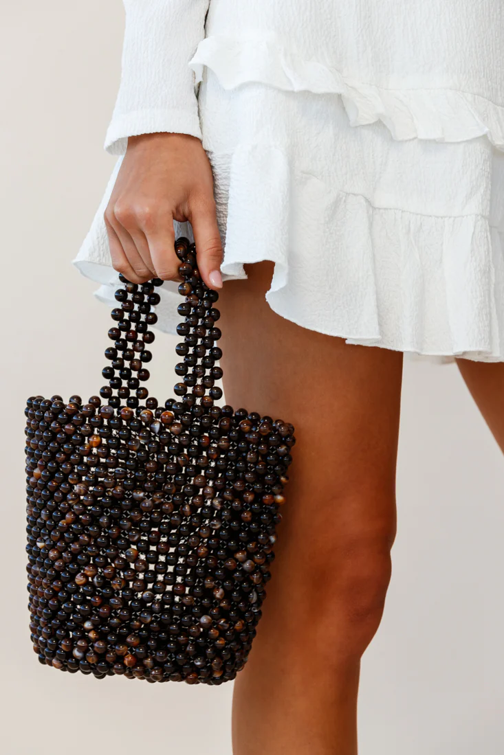 Noosa Beaded Bucket Bag Black
