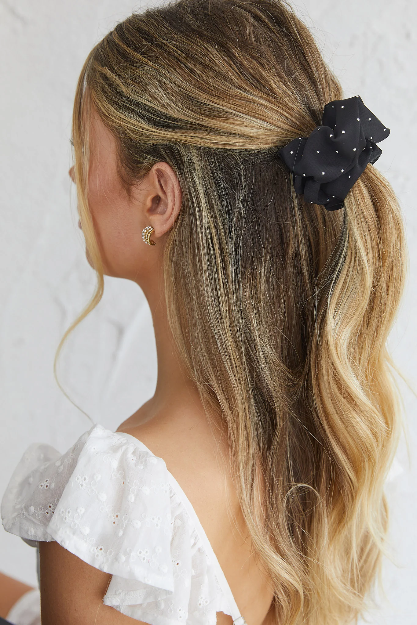 City Lights Embellished Scrunchie Black
