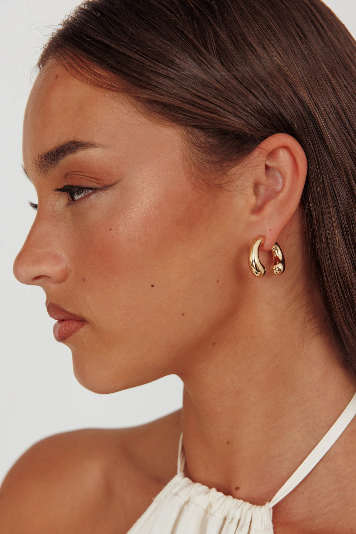 Chiara Half Hoop Stud Earrings Gold
