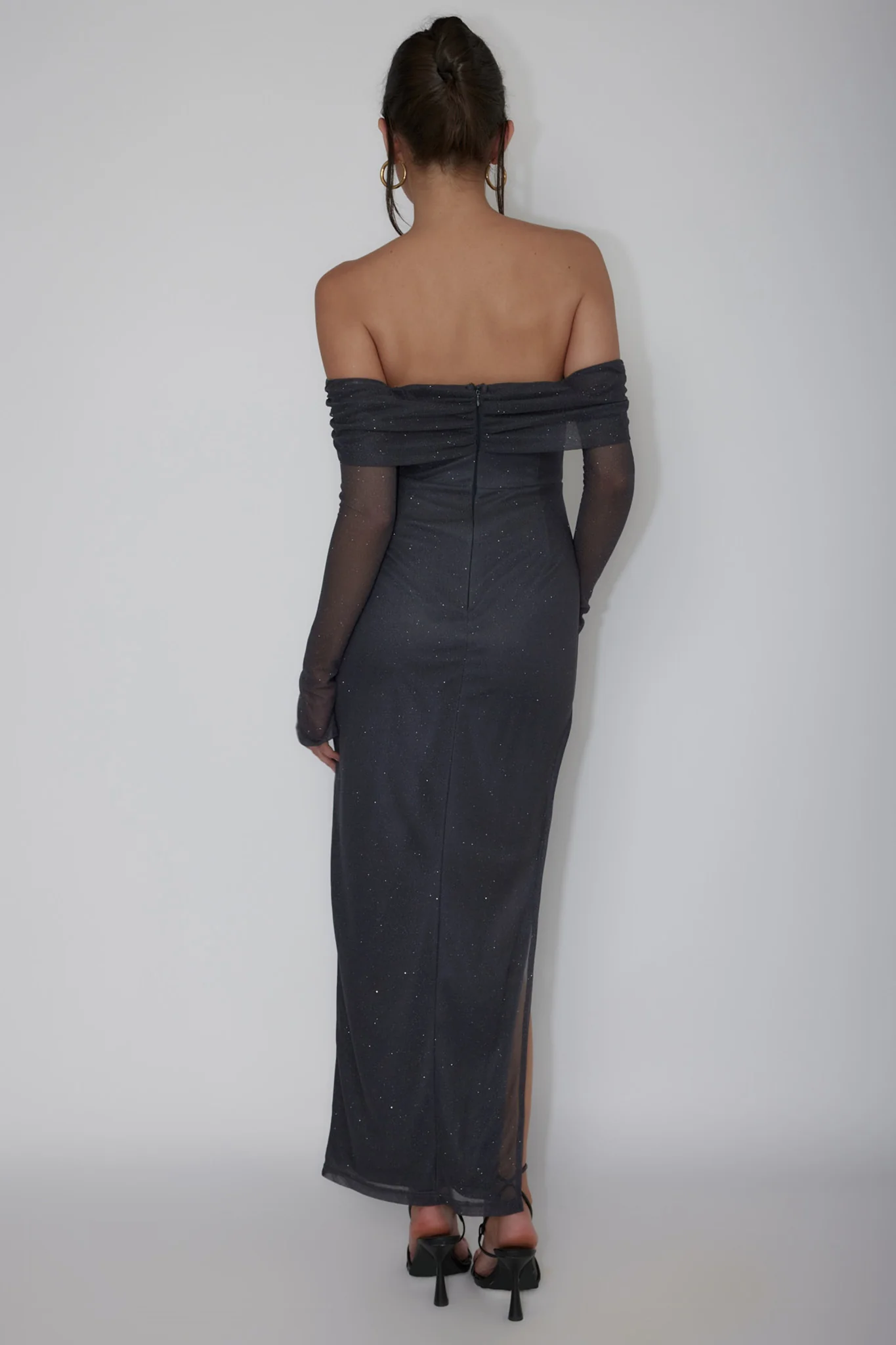 Martinez Off-Shoulder Midi Dress Slate Blue