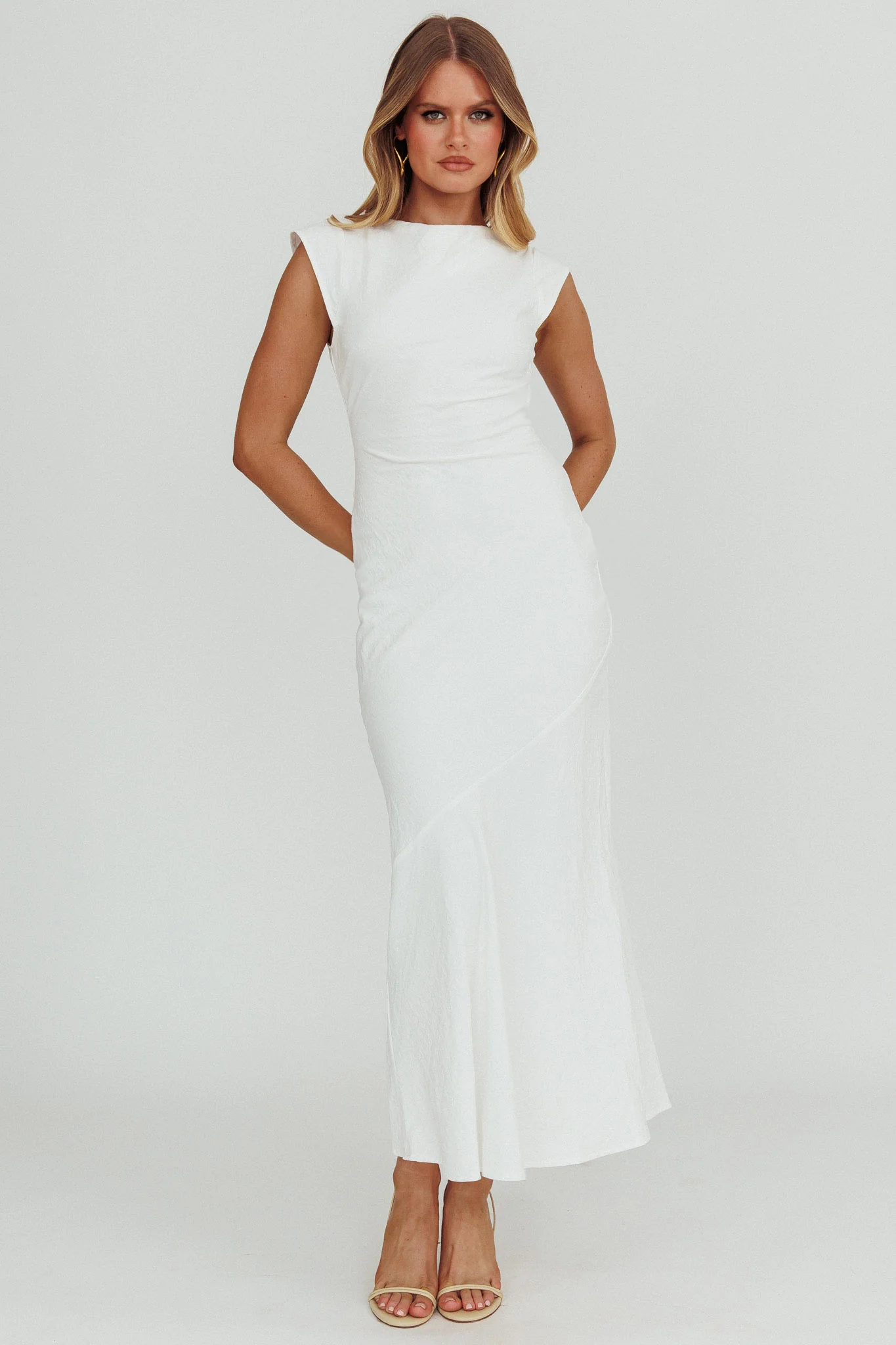 Maysa Cowl Back Maxi Dress Off White