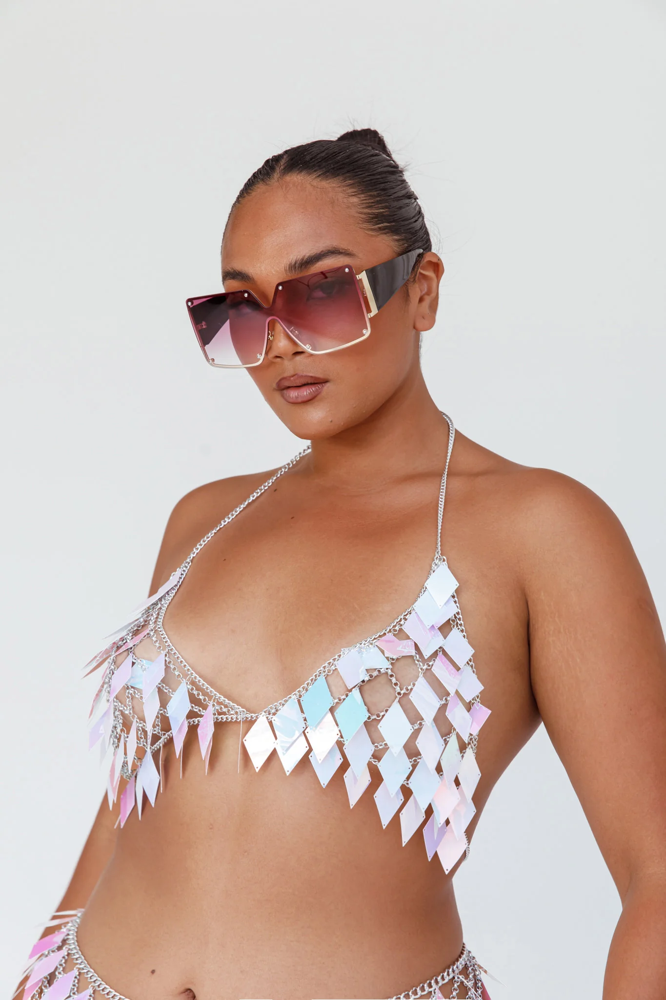 Fiery Square Frame Sunglasses Red