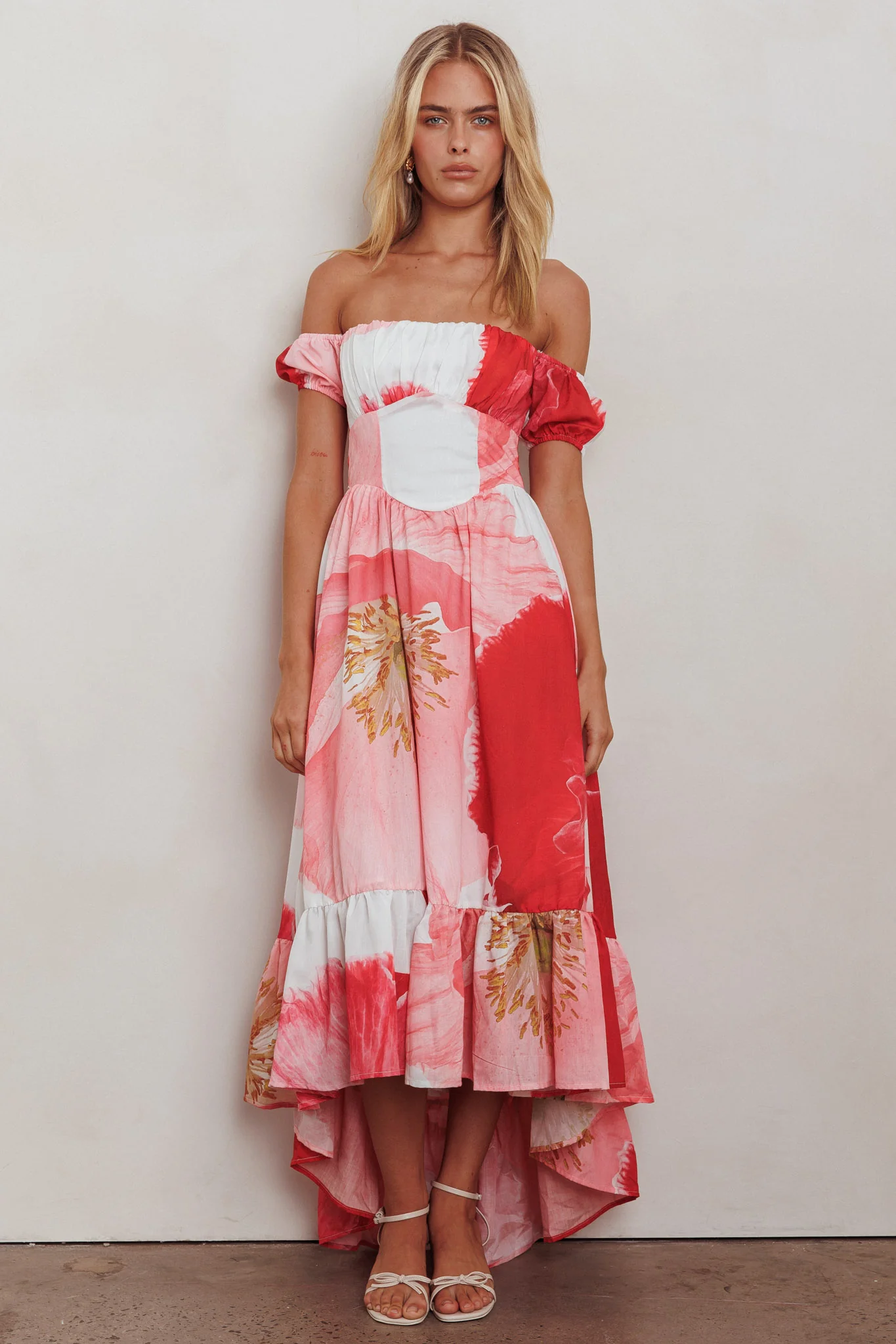 Sunday Mornings Ruched Bust Maxi Dress Floral Blush