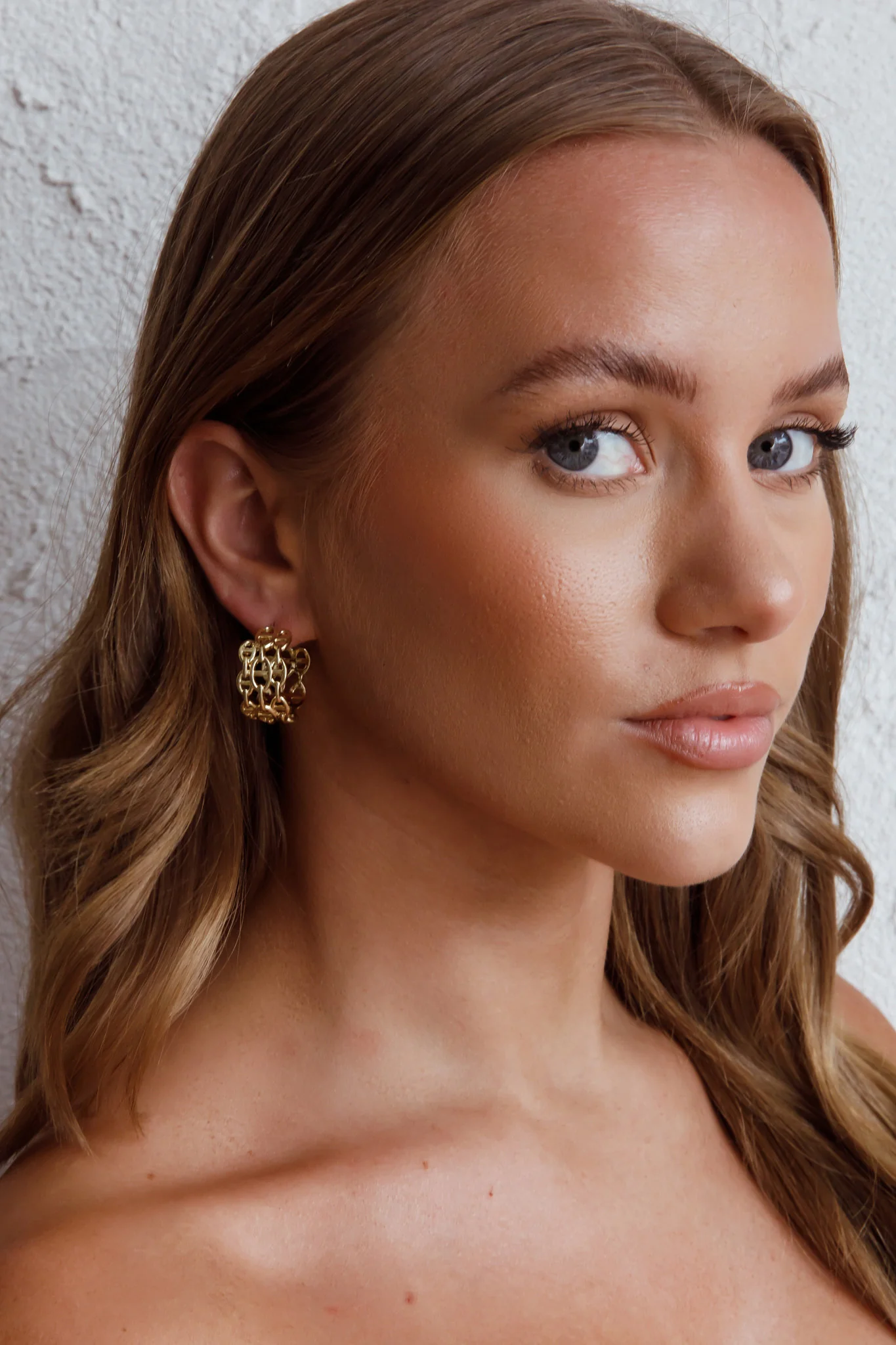 Georgiana Open Chain Hoop Earrings Gold