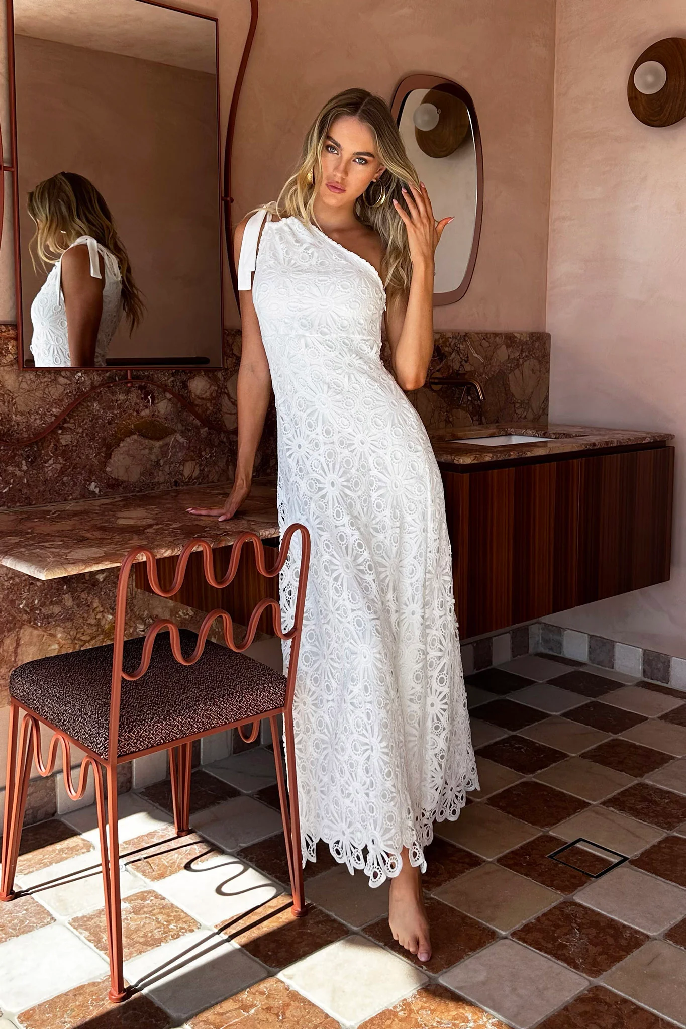 Artice One Shoulder Maxi Dress Off White