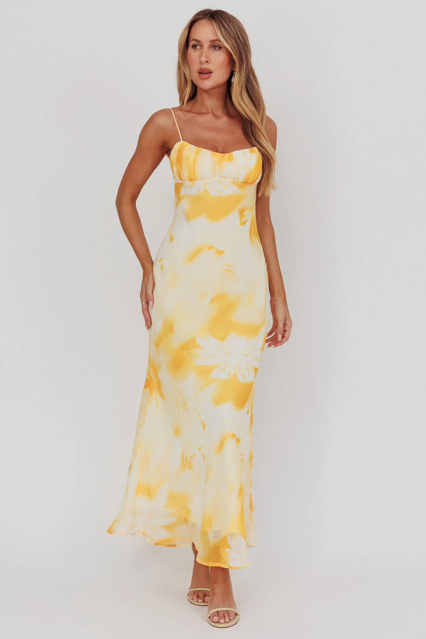 Nerida Low Back Twist Maxi Dress Lily Yellow