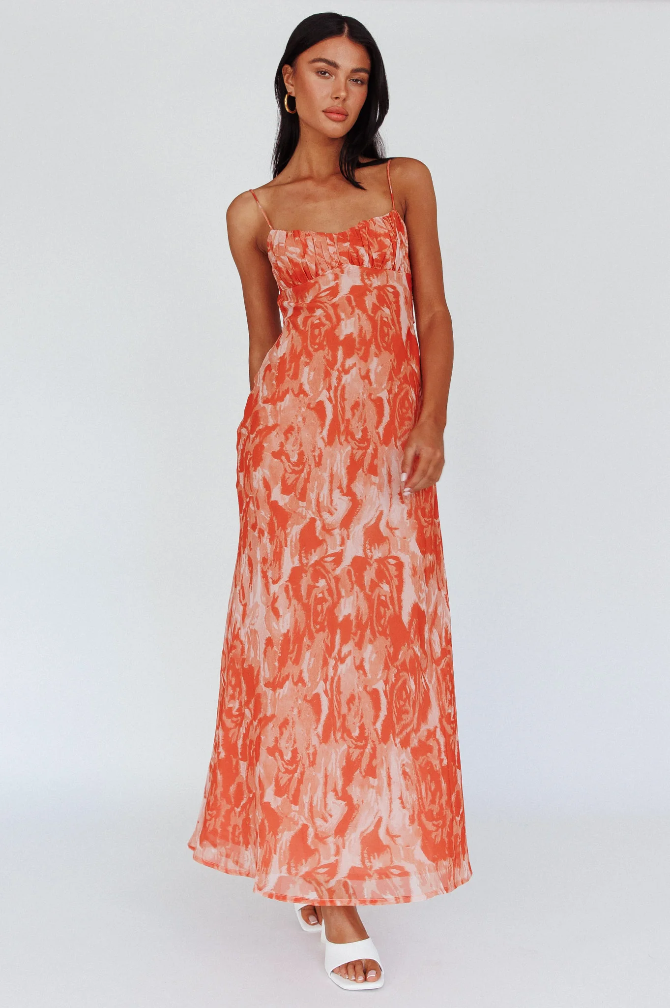 Nerida Twist Back Maxi Dress Swirl Orange
