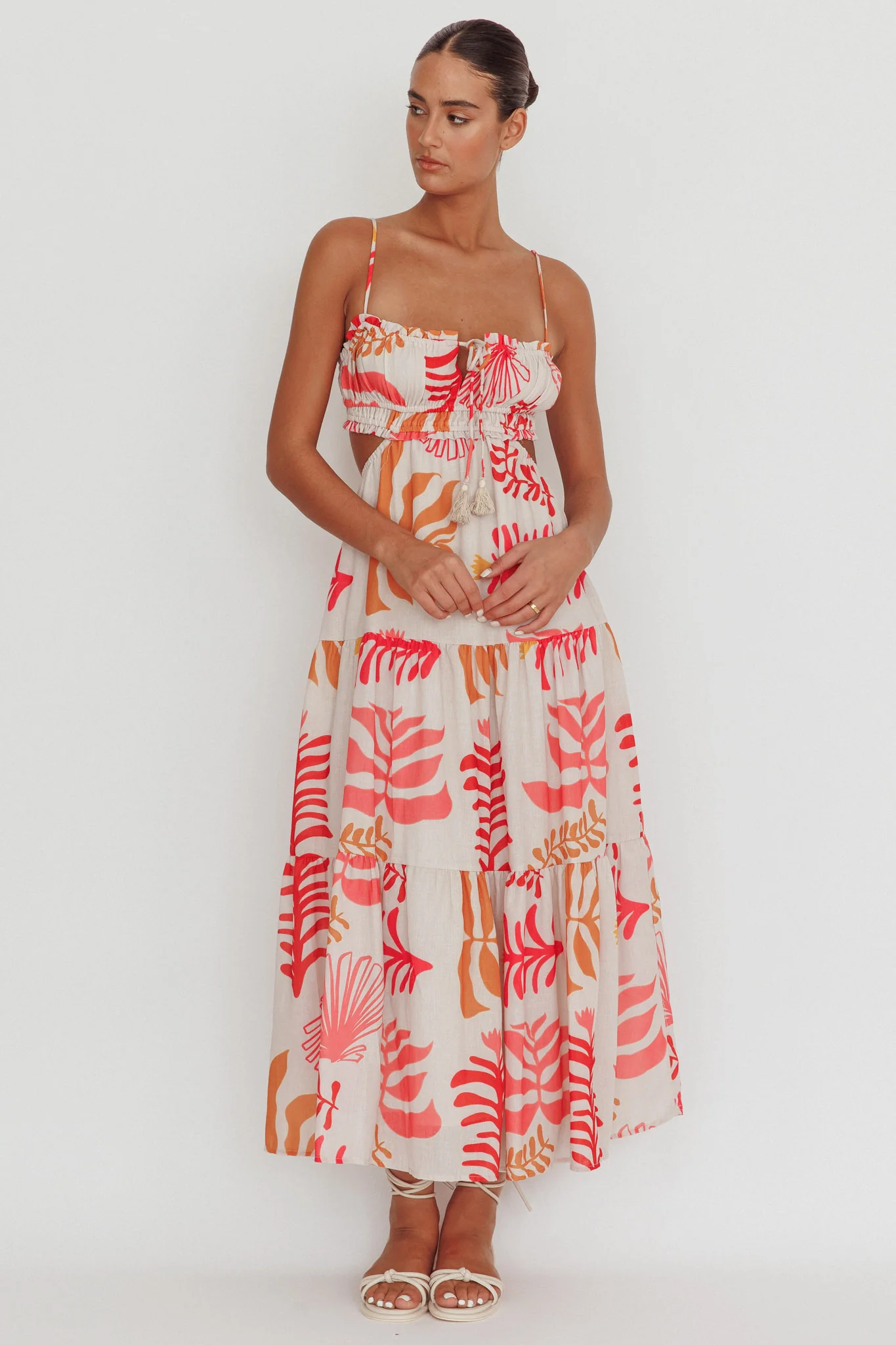 Eyona Cut-Out Back Floral Maxi Dress Pink