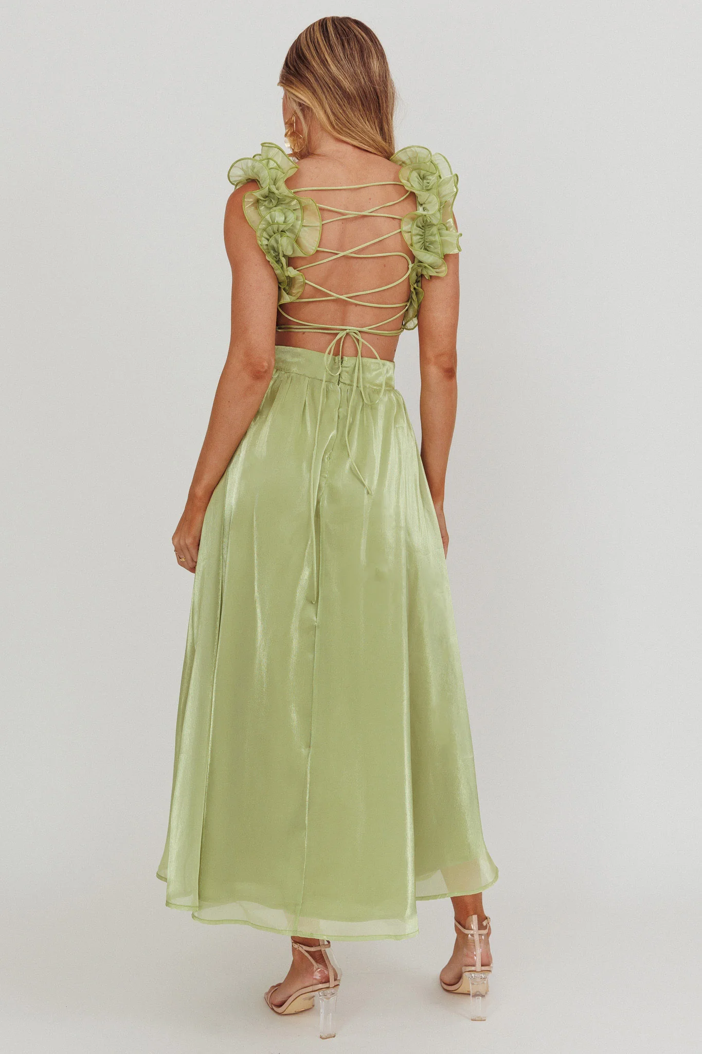 Madara Lace-Up Back Maxi Dress Sage