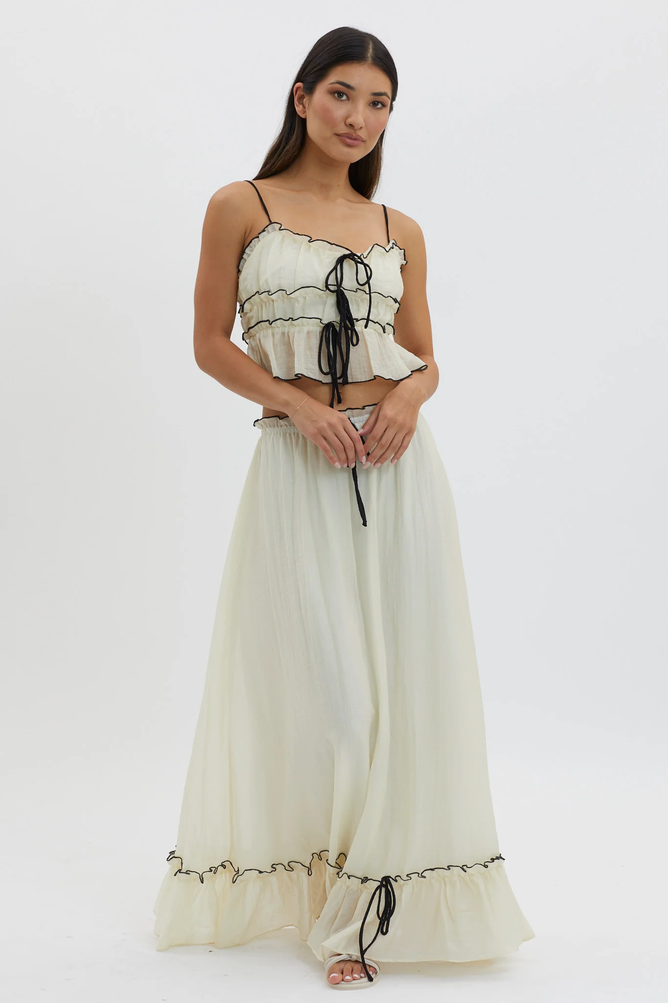 Maidens Tie Detail Overlock Top Cream