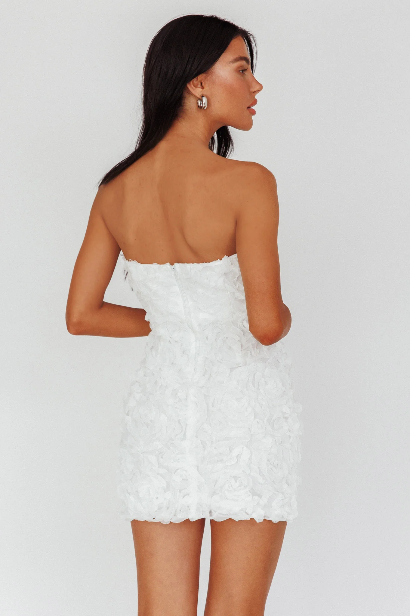 Charmer Floral Embellished Mini Dress Ivory